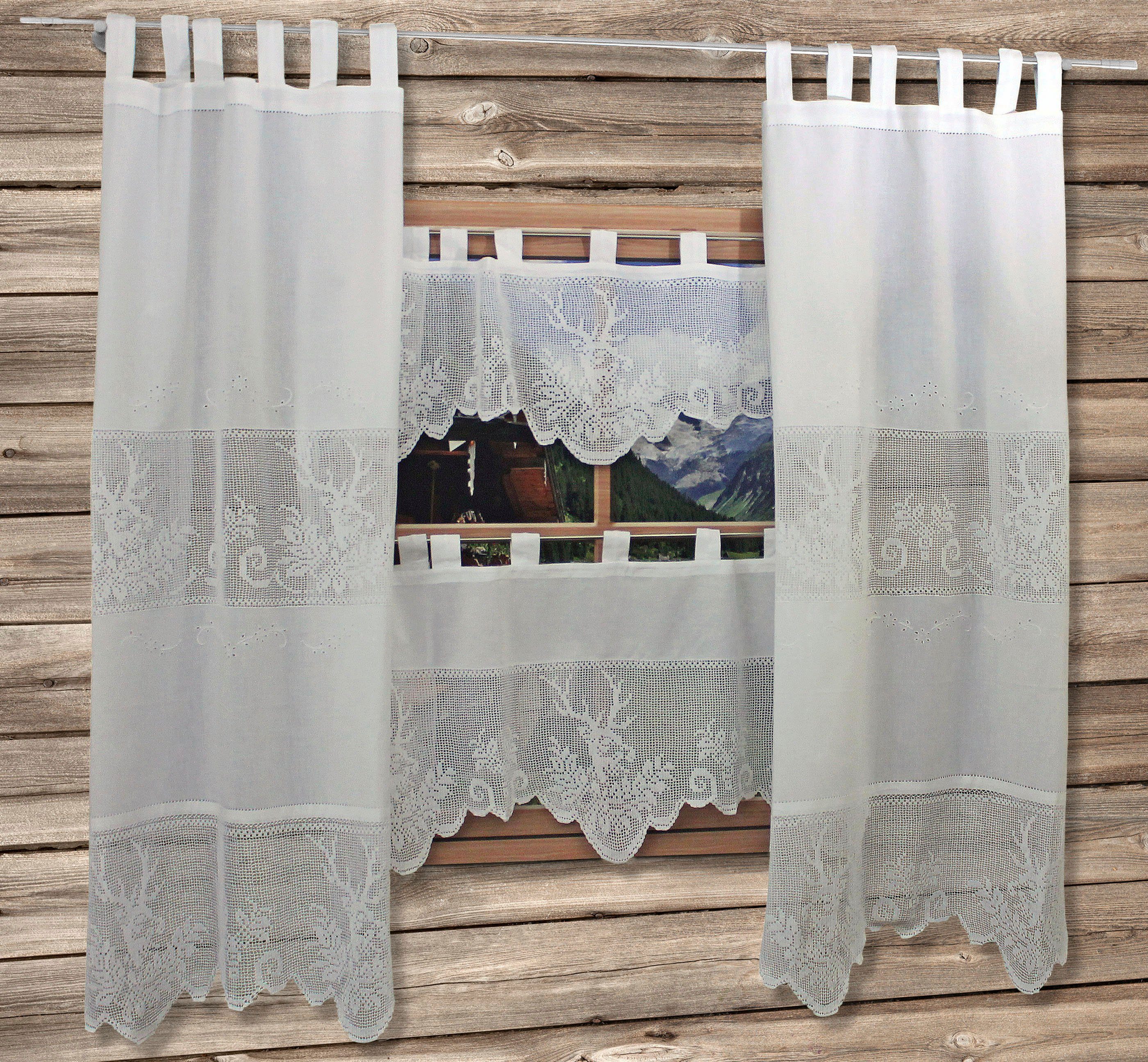 HOSSNER - ART OF HOME DECO Gardine HIRSCH (2 St), Schlaufen, halbtransparent