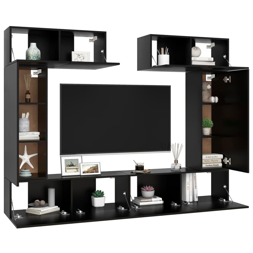 vidaXL TV-Schrank 6-tlg. TV-Schrank-Set Schwarz Holzwerkstoff günstig online kaufen