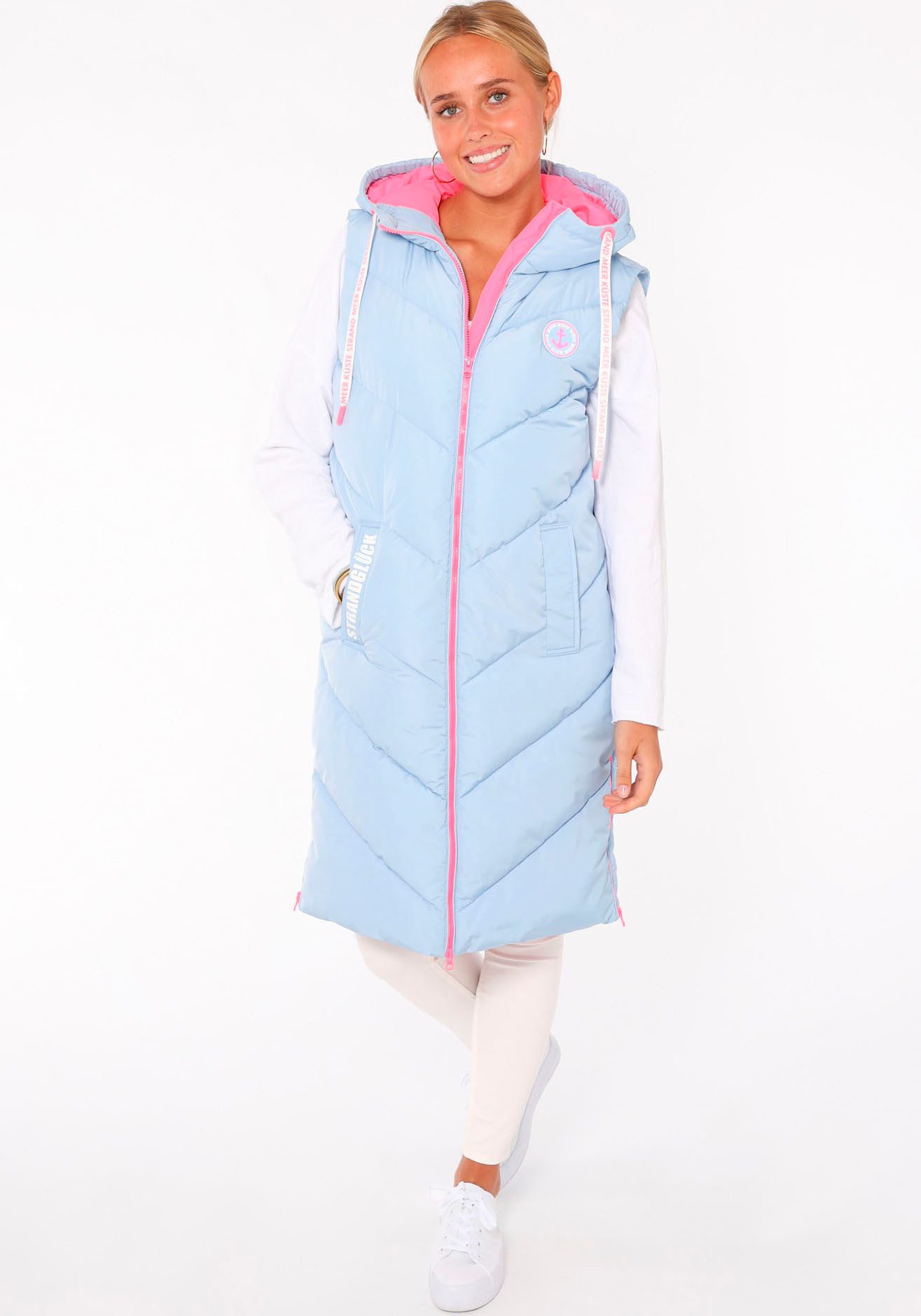 Zwillingsherz Steppweste "Strandglück" Doppel-Zipper, Kontrastdetails, Eing günstig online kaufen