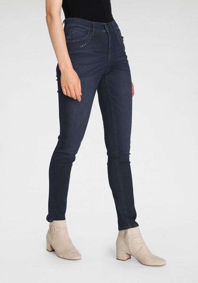 Nietenbesatz Mel-Glitter Taschen Gerade Jeans MAC vorderen an den Mit