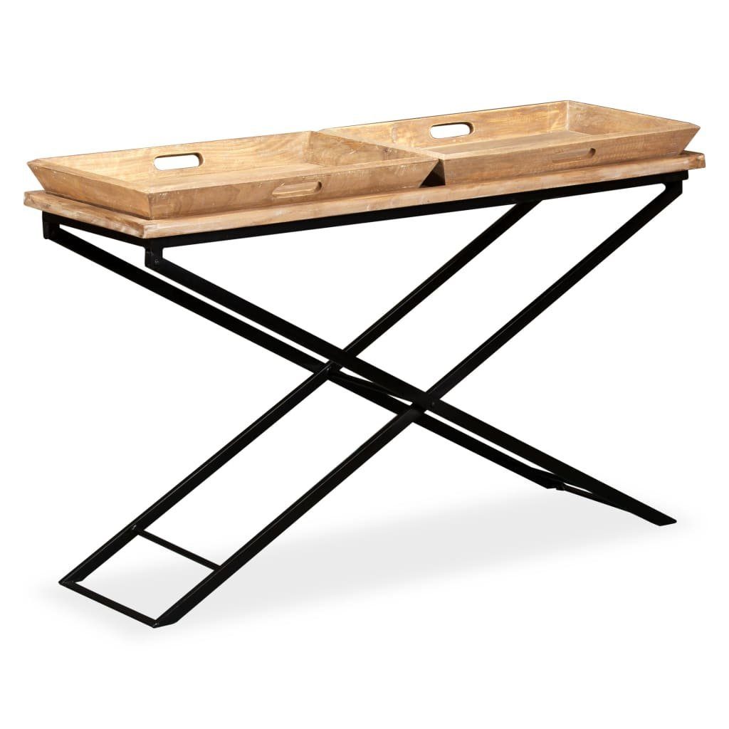 vidaXL Couchtisch Konsolentisch holz Massiv 130 x 40 x 80 cm (1-St), Mangoholz Massiv Konsolentisch Flurtisch Konsole Beistelltisch Tisch