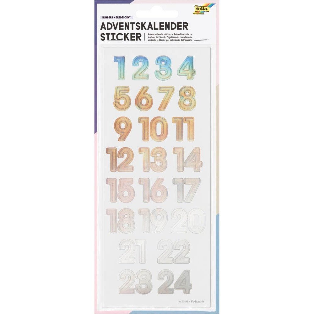 Folia DIY-Adventskalender Adventskalenderzahlen NUMBERS IRIDESCENT