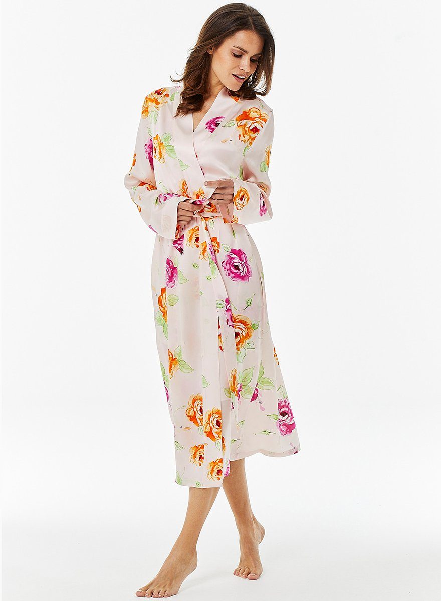 Jadee Morgenmantel Daybreak, Seide, Kimono-Kragen, Bindegürtel günstig online kaufen