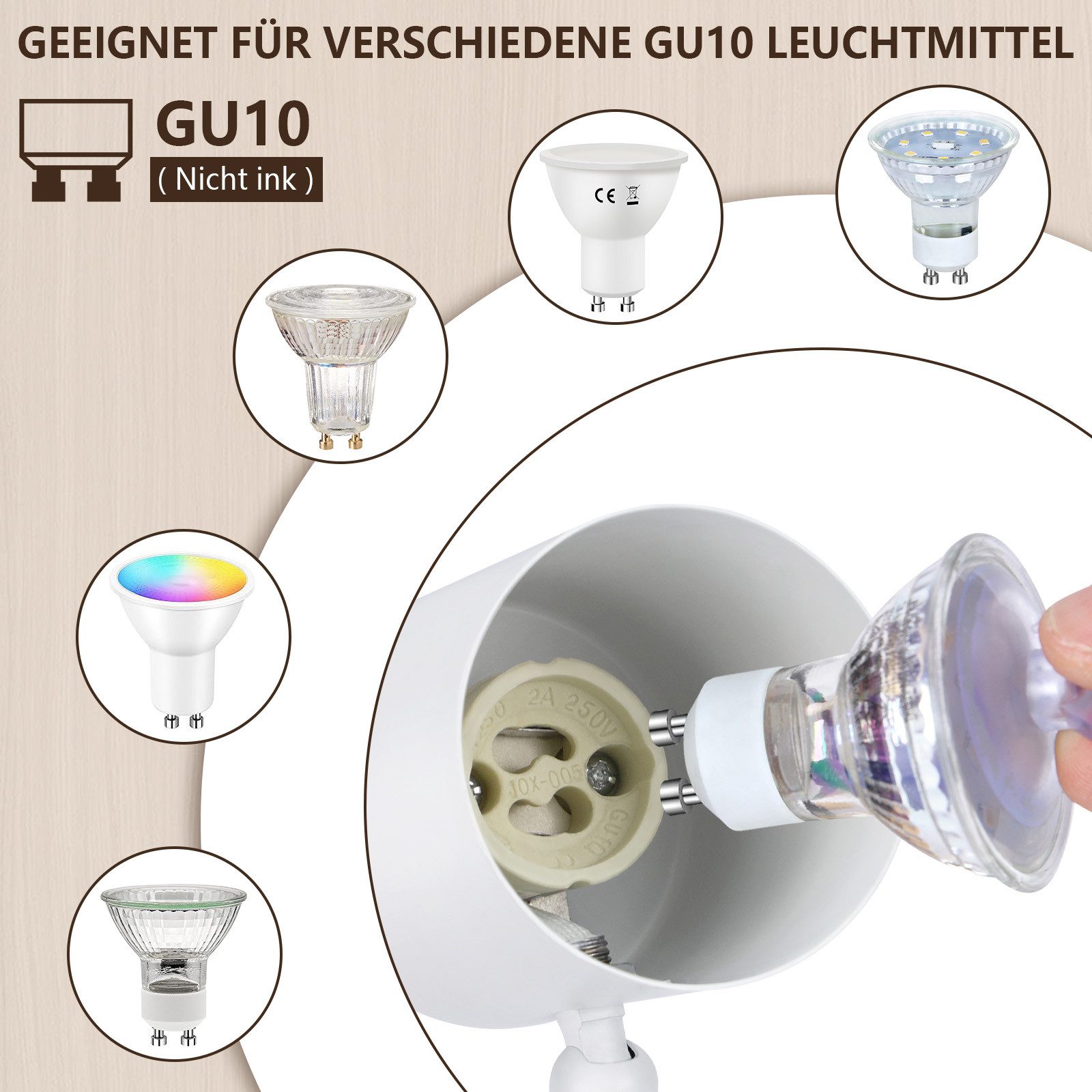 Nettlife Deckenstrahler 1/2/3/4 Flammig Deckenleuchte GU10 Schwenkbar Wands günstig online kaufen