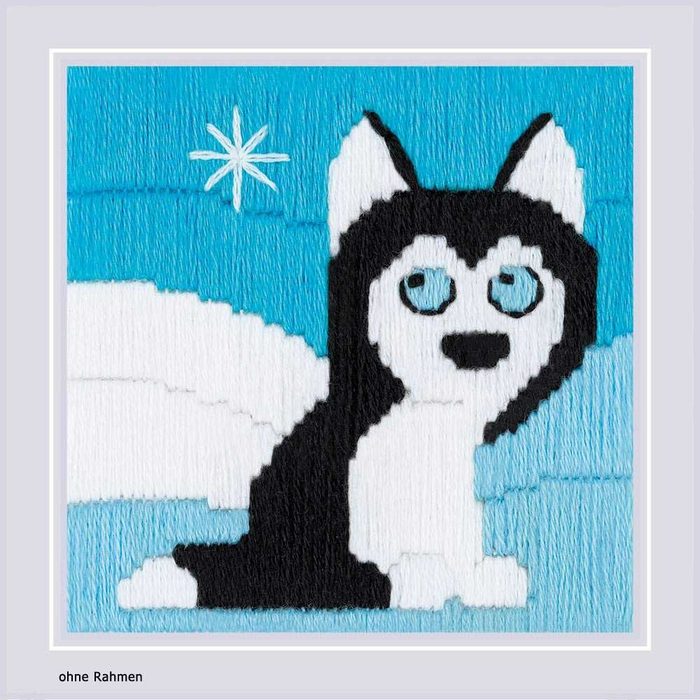 Riolis Kreativset Riolis Langstich-Set "Husky im Schnee" Stickbild vorgezeichnet (embroidery kit)