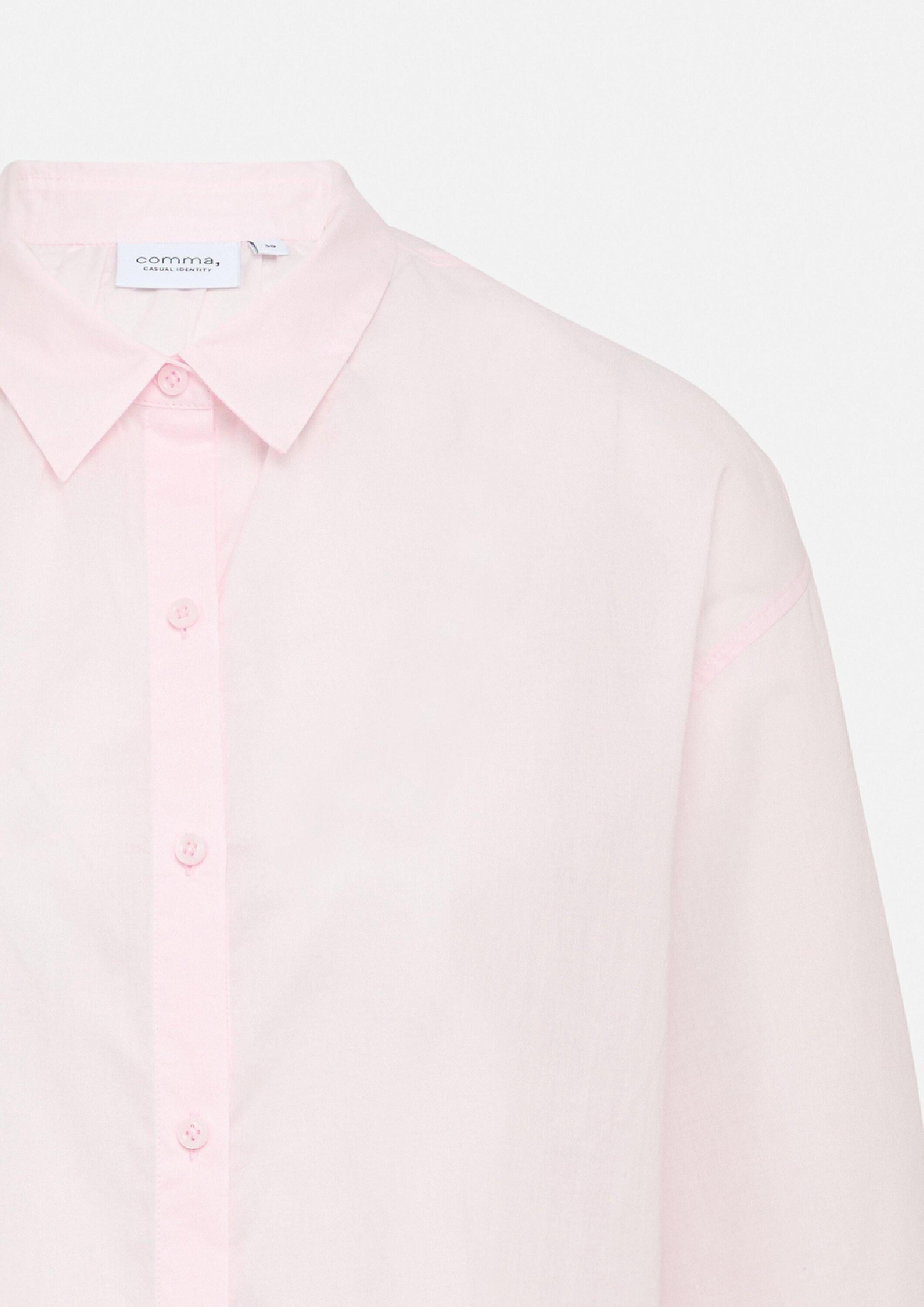 comma Kurzarmbluse Bluse Oversize-Hemdbluse mit Raffungsdetails