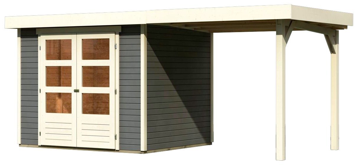 Karibu Gartenhaus Arnis, BxT: 266x238 cm, (Set), mit Anbaudach 2,40 m Breite