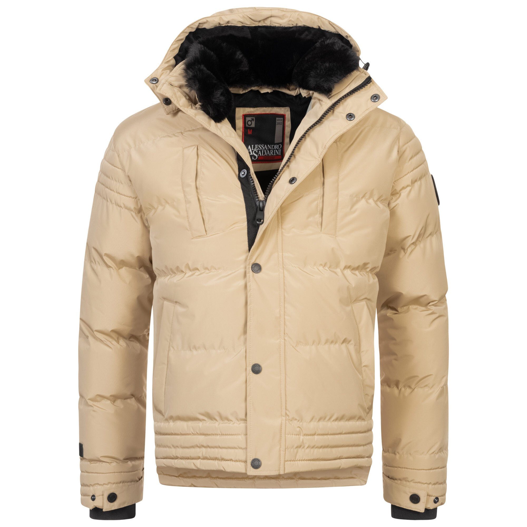 Alessandro Salvarini Winterjacke ASFabiano mit warmem Teddyfell und abnehmbarer Kapuze Beige