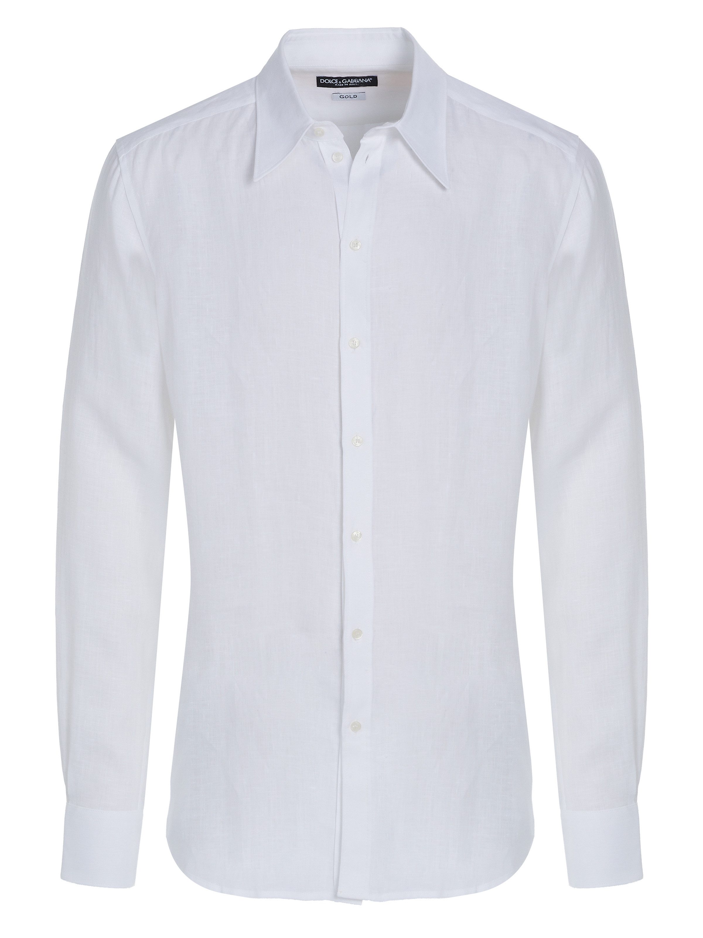 DOLCE & GABBANA Langarmhemd Dolce & Gabbana Gold Leinenhemd weiß