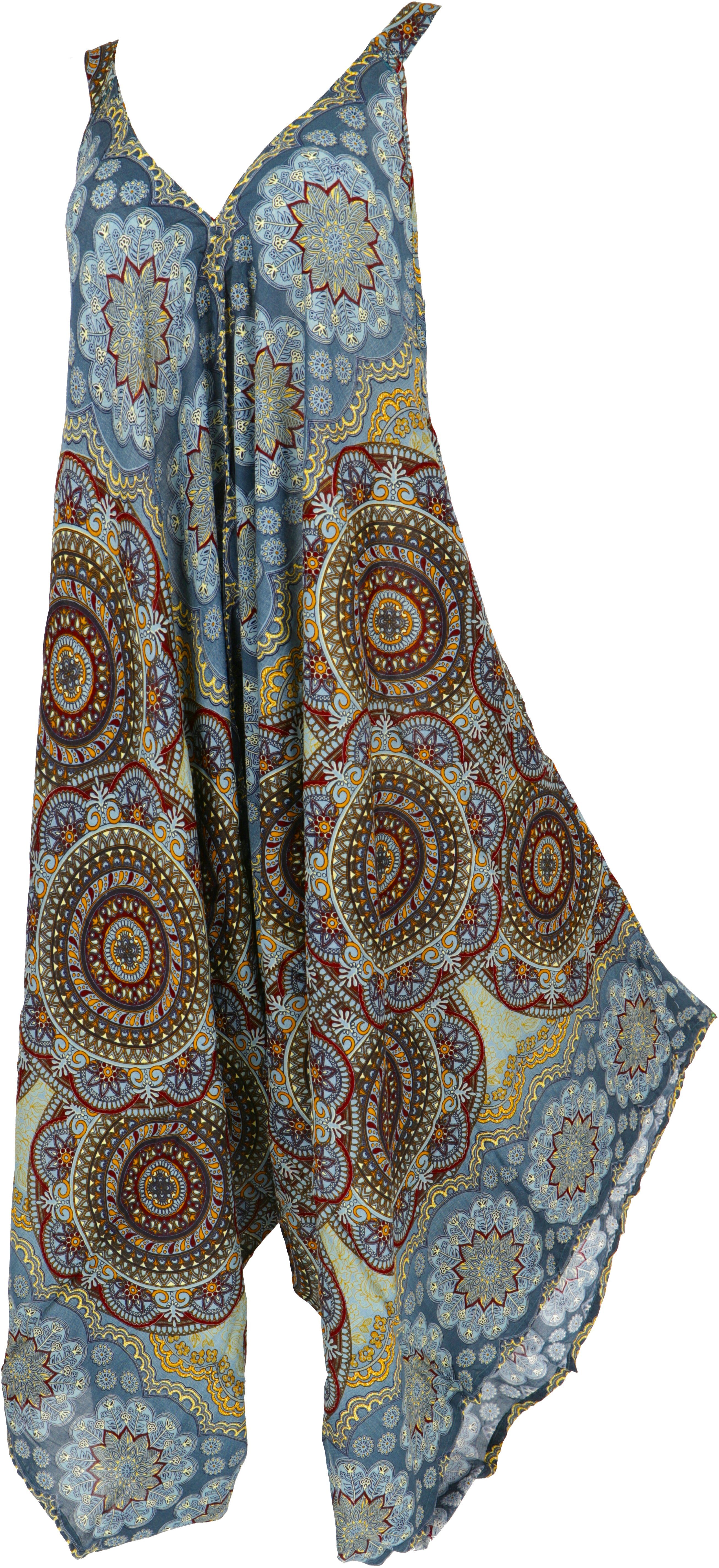 Guru-Shop Relaxhose Boho Jumpsuit, oversize.. Sommer Mandala türkisblau Overall, Bekleidung alternative