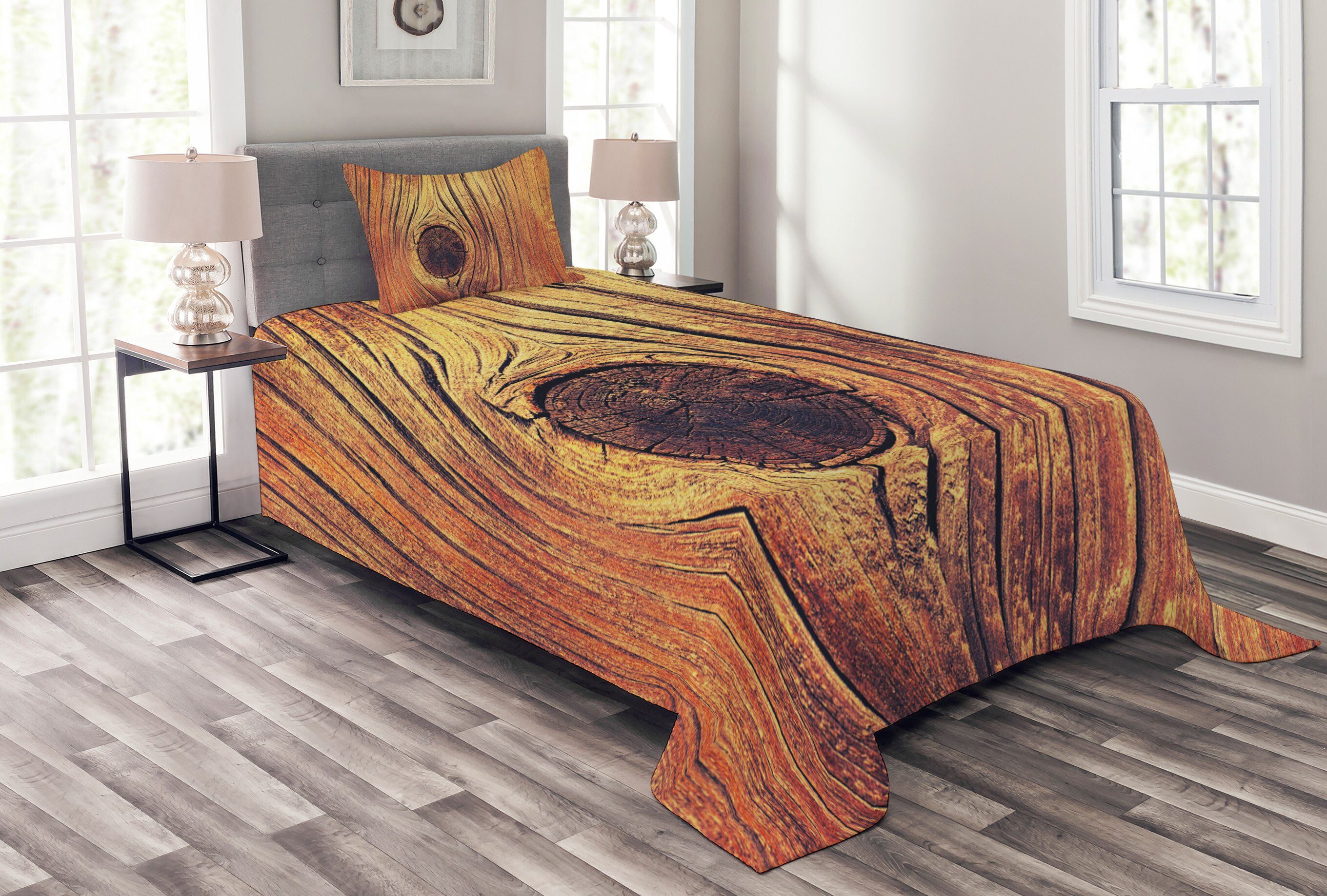 Rustikal Tagesdecke Textur Kissenbezügen Im mit Holz Set Abakuhaus, Alter Waschbar, von