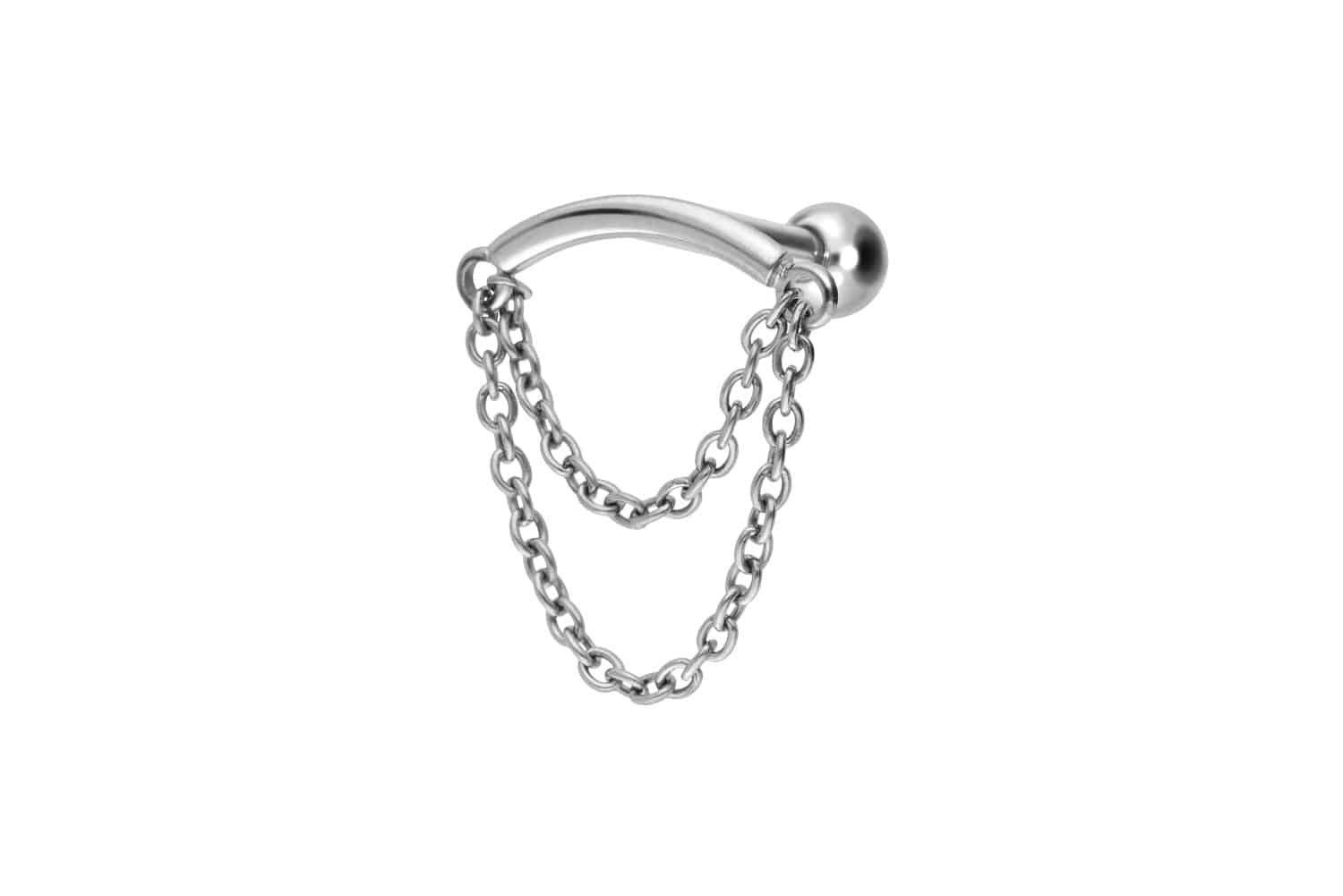 PIERCINGLINE Piercing-Set Titan Ohrpiercing mit Innengewinde BOGEN + 2 KETTEN (Mini-Barbells / 1 Stk)