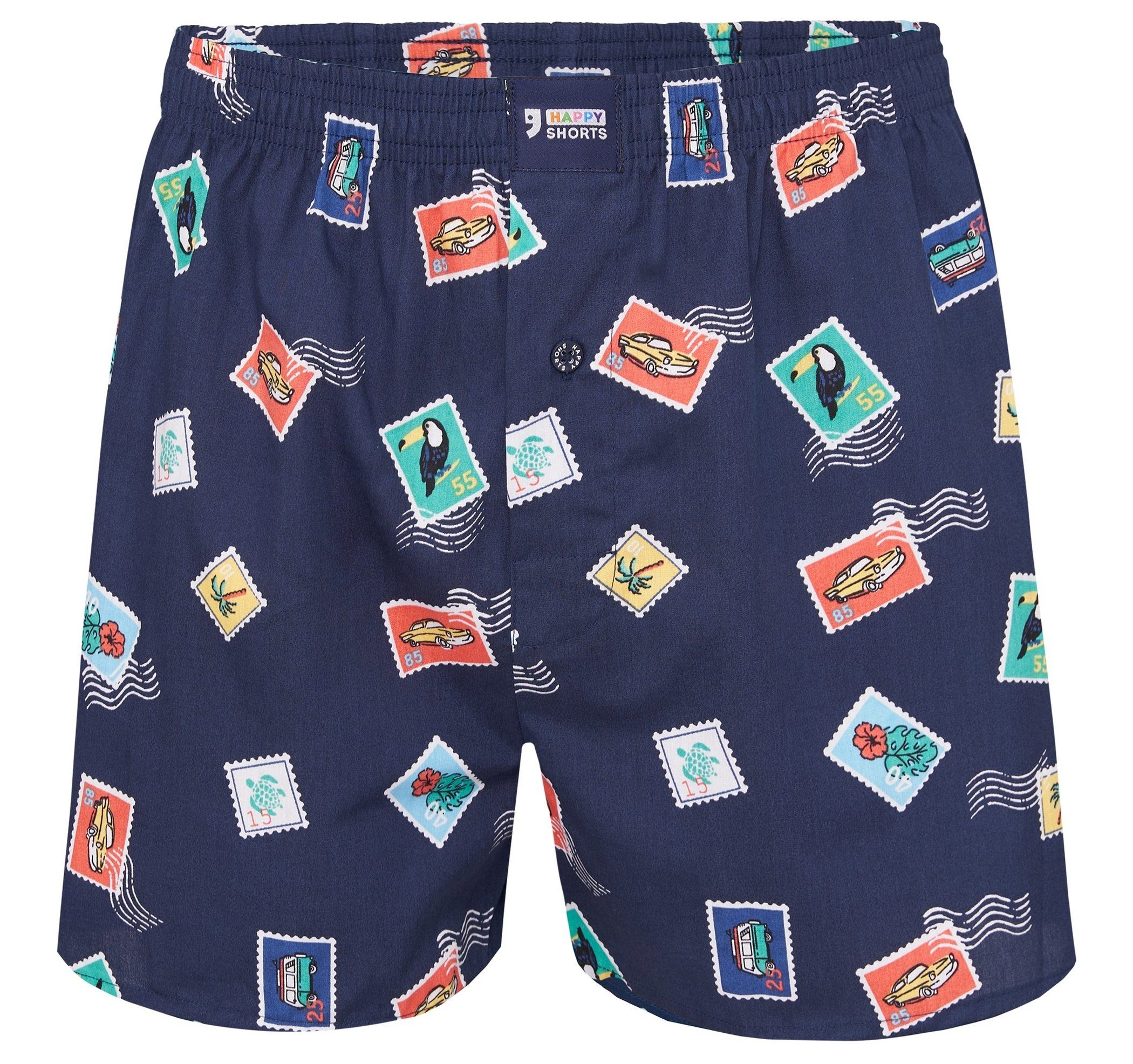 HAPPY SHORTS Boxershorts Happy Shorts Herren american Boxer Boxershorts Webboxer Briefmarken (1-St)