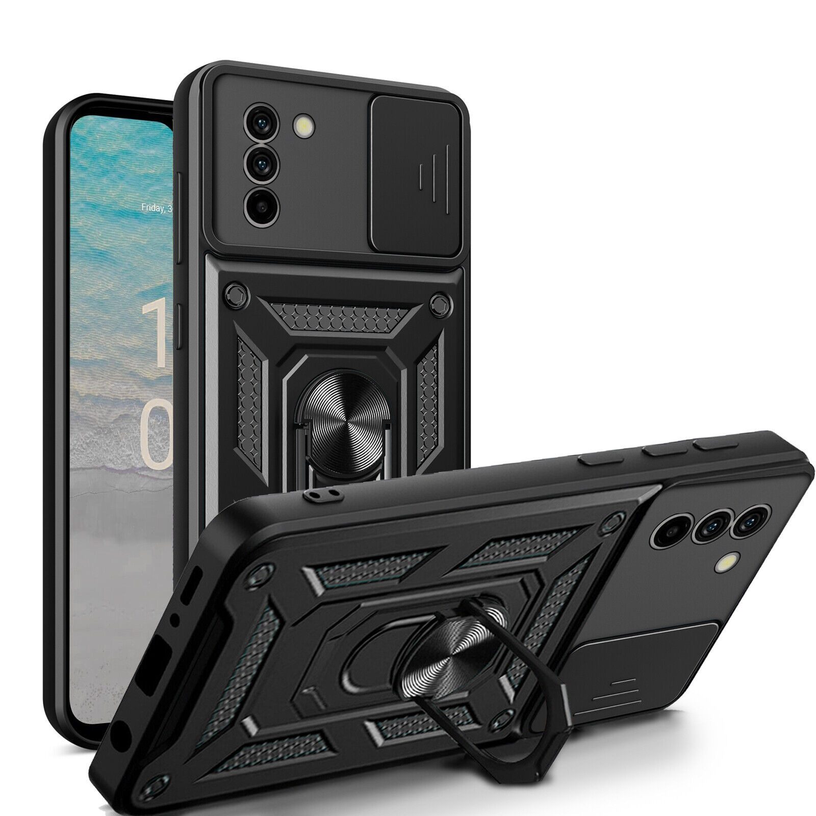 betterfon Handyhülle Panzerhülle für Nokia G11 G21 mit Kameraschutz & Ringhalter, Outdoorhülle mit Smartstand und Silikonkern