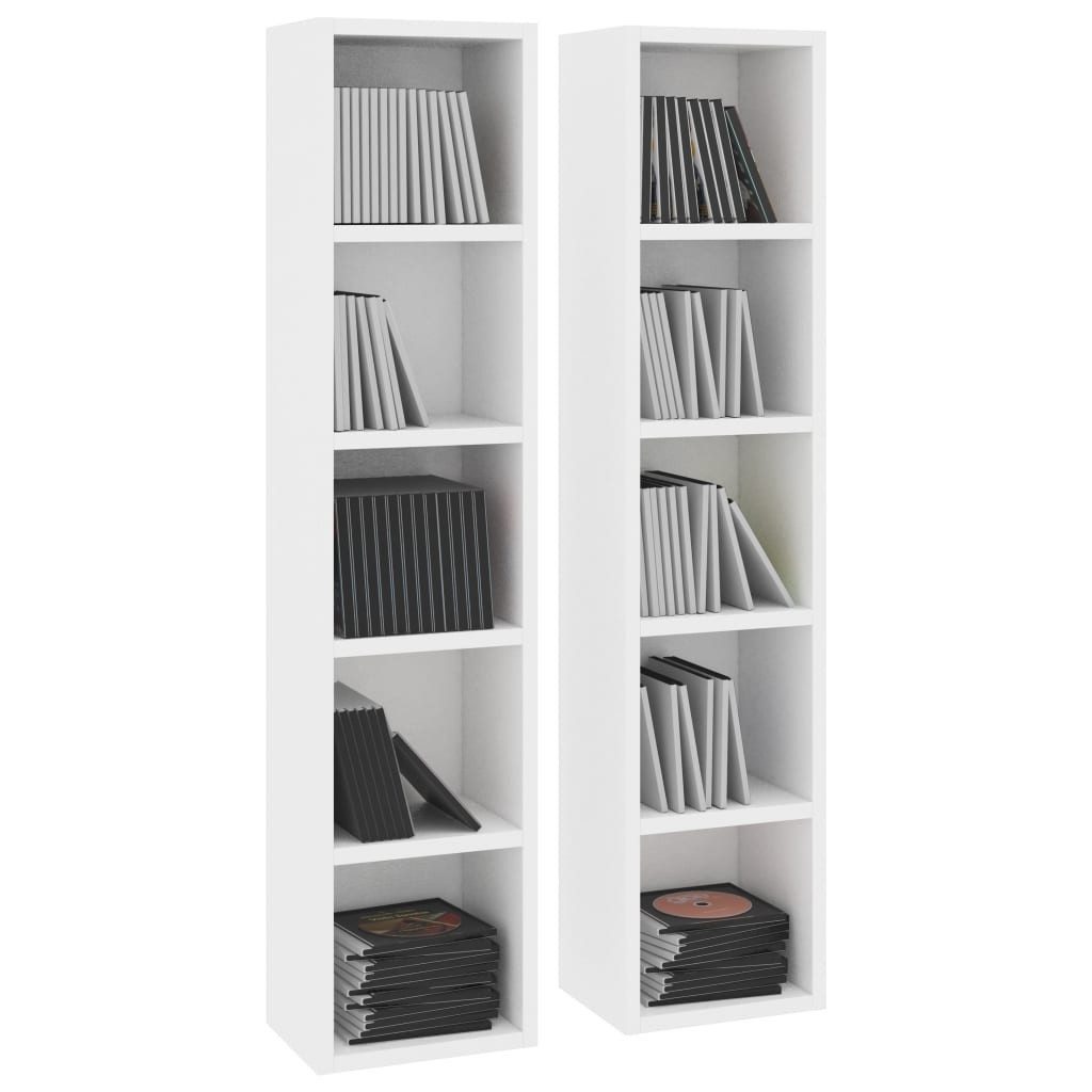 vidaXL Regal NA CD-Regale 2 Stk Weiß 21x16x93,5 cm Spanplatte Mediaaufbewahrung – Bild 3 von 5
