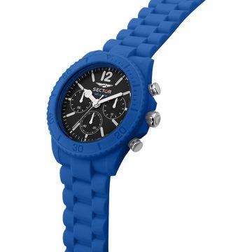 Sector Multifunktionsuhr Sector Herren Armbanduhr Multifunktion, Herren Armbanduhr rund, groß (ca. 44mm), Silikonarmband blau, Fashion