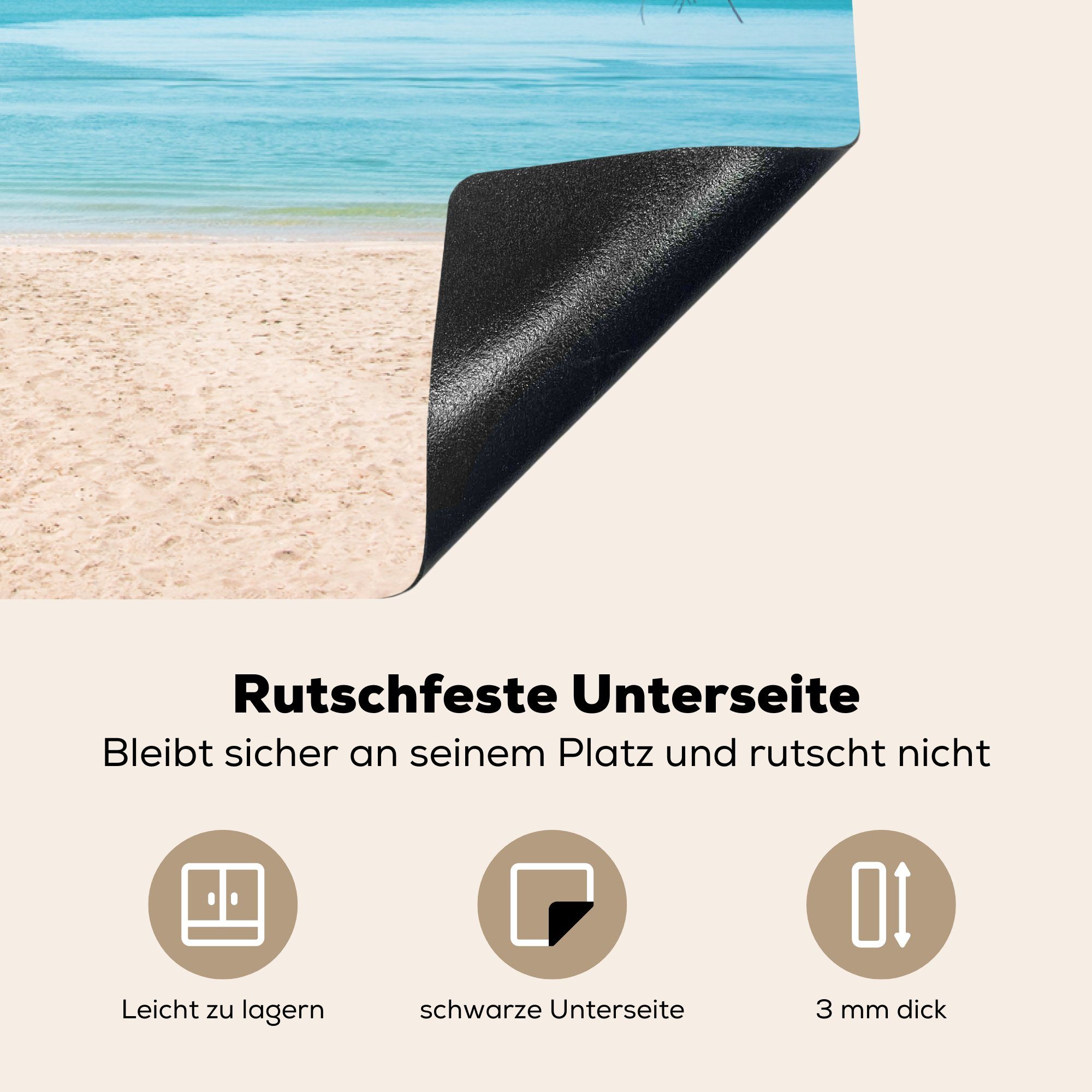 MuchoWow Herdblende-/Abdeckplatte küche, Palmenblatt Tropisch, cm, - Induktionskochfeld Strand Schutz Vinyl, tlg), Ceranfeldabdeckung 81x52 die - für (1