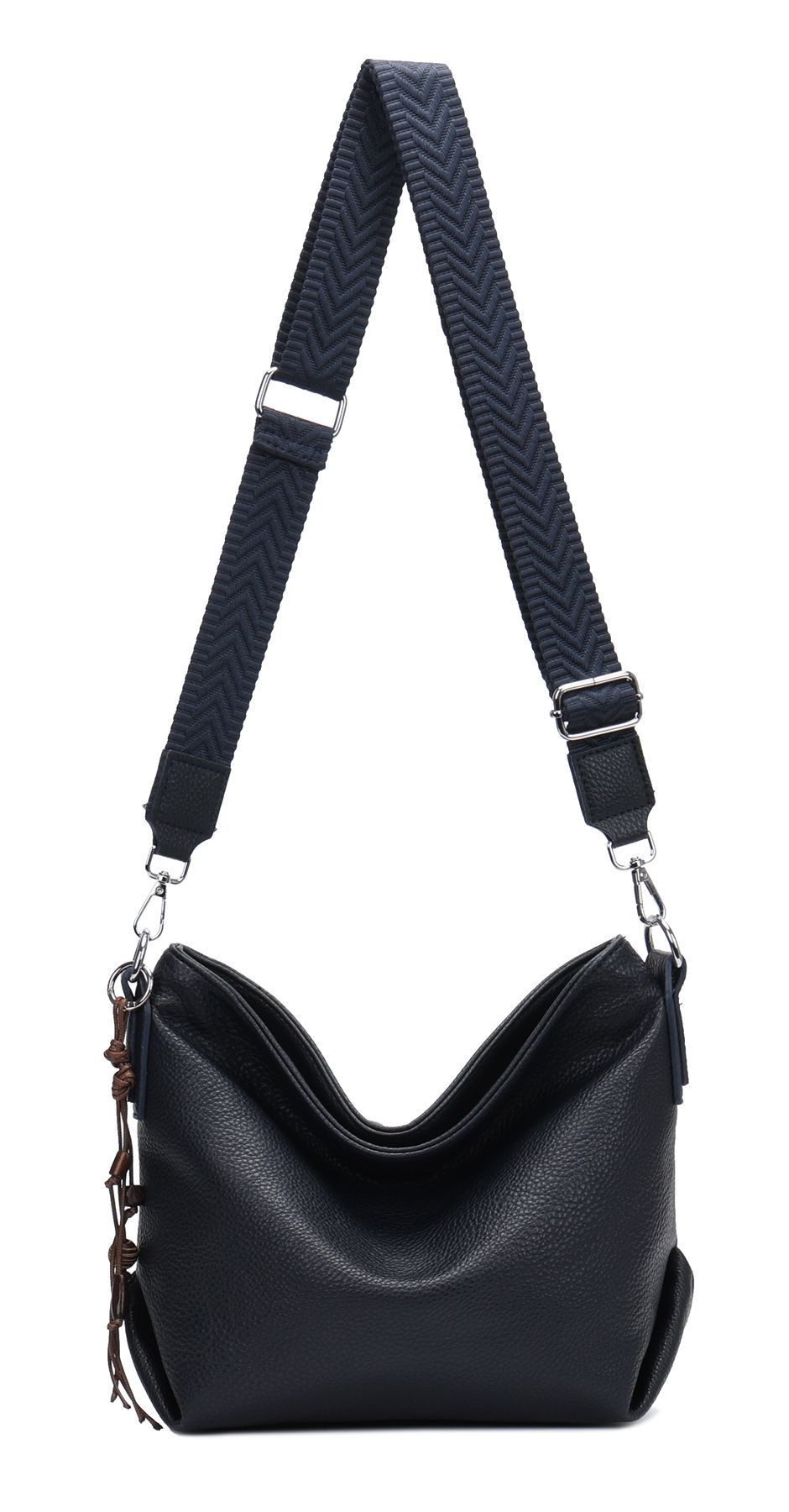 ITALYSHOP24 Schultertasche Damen Tasche Shopper HOBO Cross Over Body Bag Umhängetasche Weekender, große 3xFach geteiltes Hauptfach, Freizeit Abend Urlaub, Leder Optik