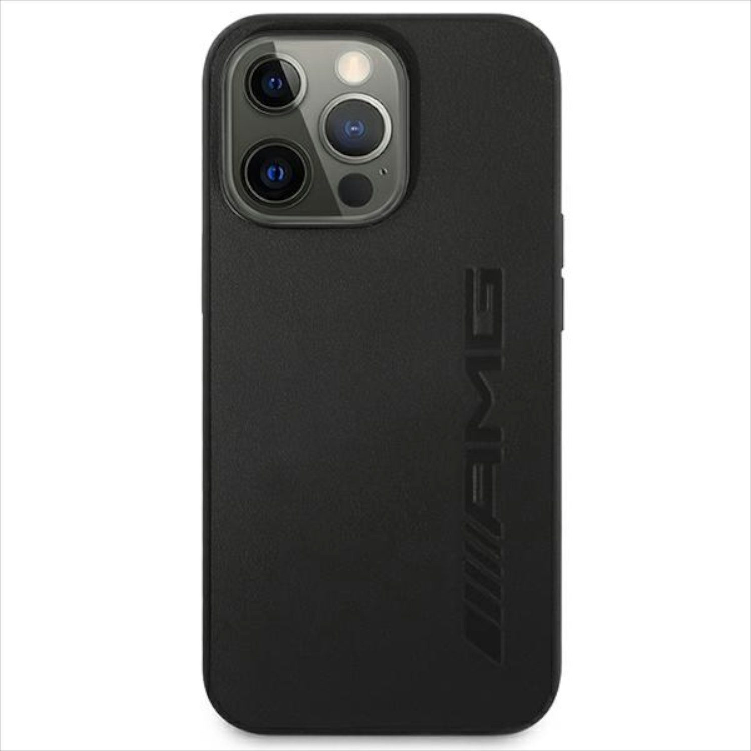 Mercedes Smartphone-Hülle AMG Apple iPhone 14 Pro Max Schutzhülle Leather Hot Stamped Schwarz