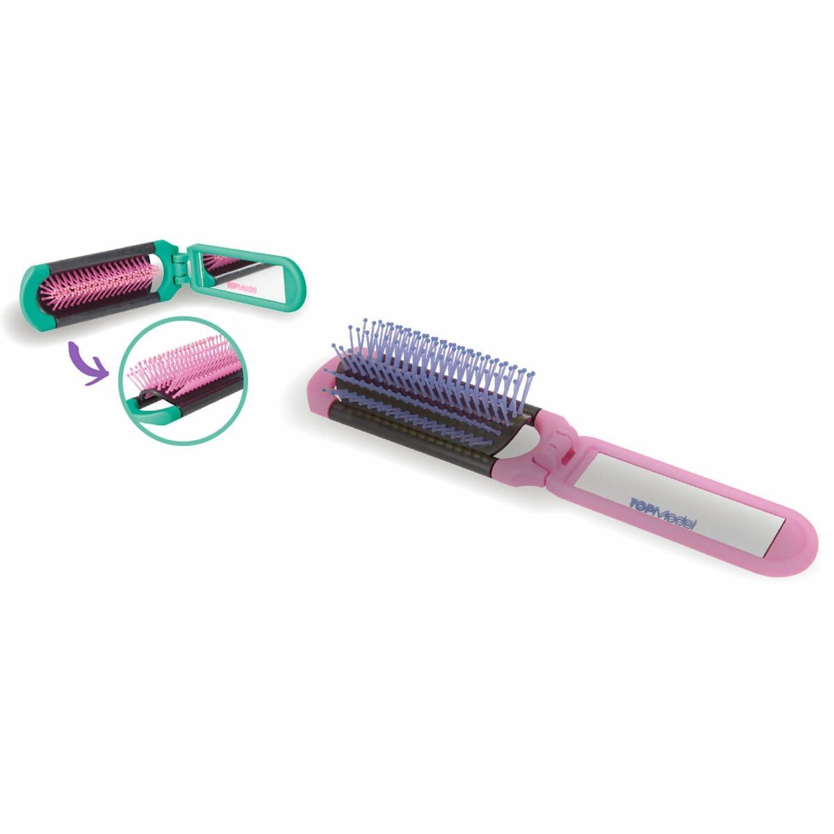 6-teiliges Faltbare Mini-Haarbürsten Set – Mit Spiegel, Für Handtasche & Reise, Für Männer & Frauen