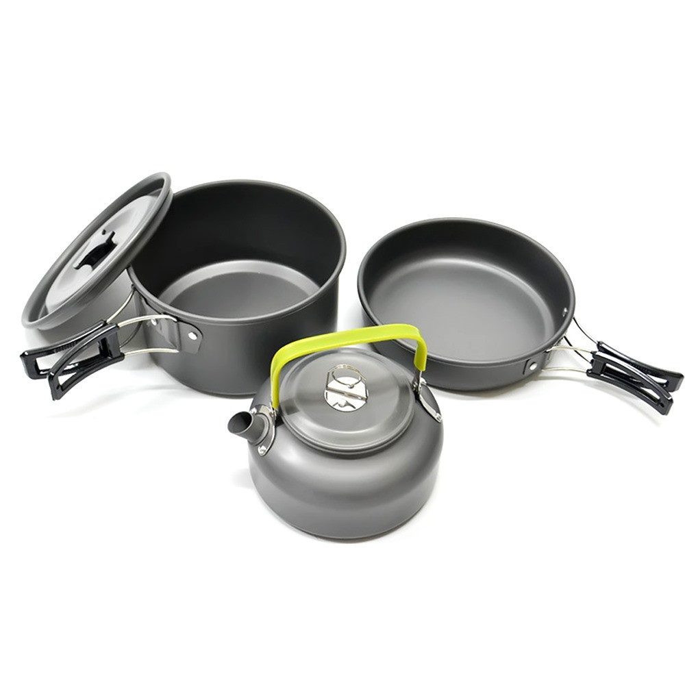 Topf-Set 2-3 Person Kochtopf Camping Kochgeschirr Töpfe Bratpfanne Kettle