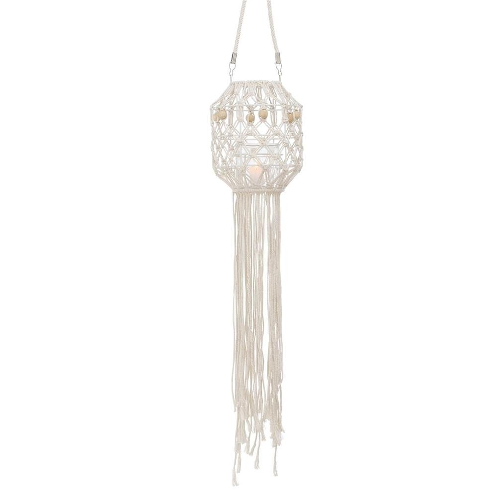 Redsa Makramee Wandbehang Regal – 80x50x15 Cm, Baumwolle, Cremeweiß, Für Blumentöpfe & Deko