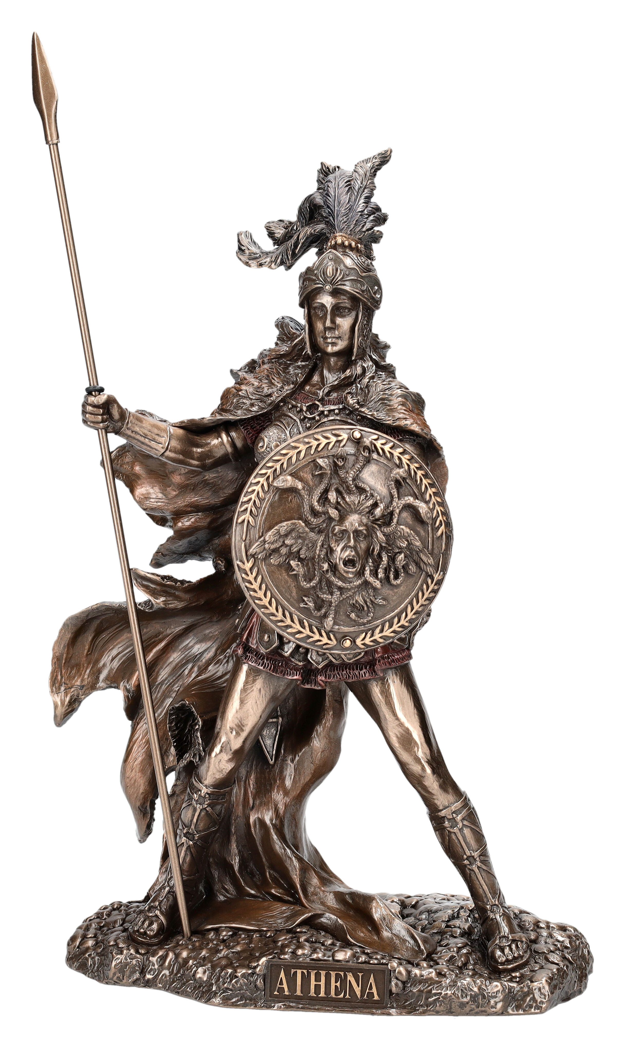 Figuren Shop GmbH Dekofigur Athena Figur - Göttin mit Schild und Speer - Veronese griechisch 30cm