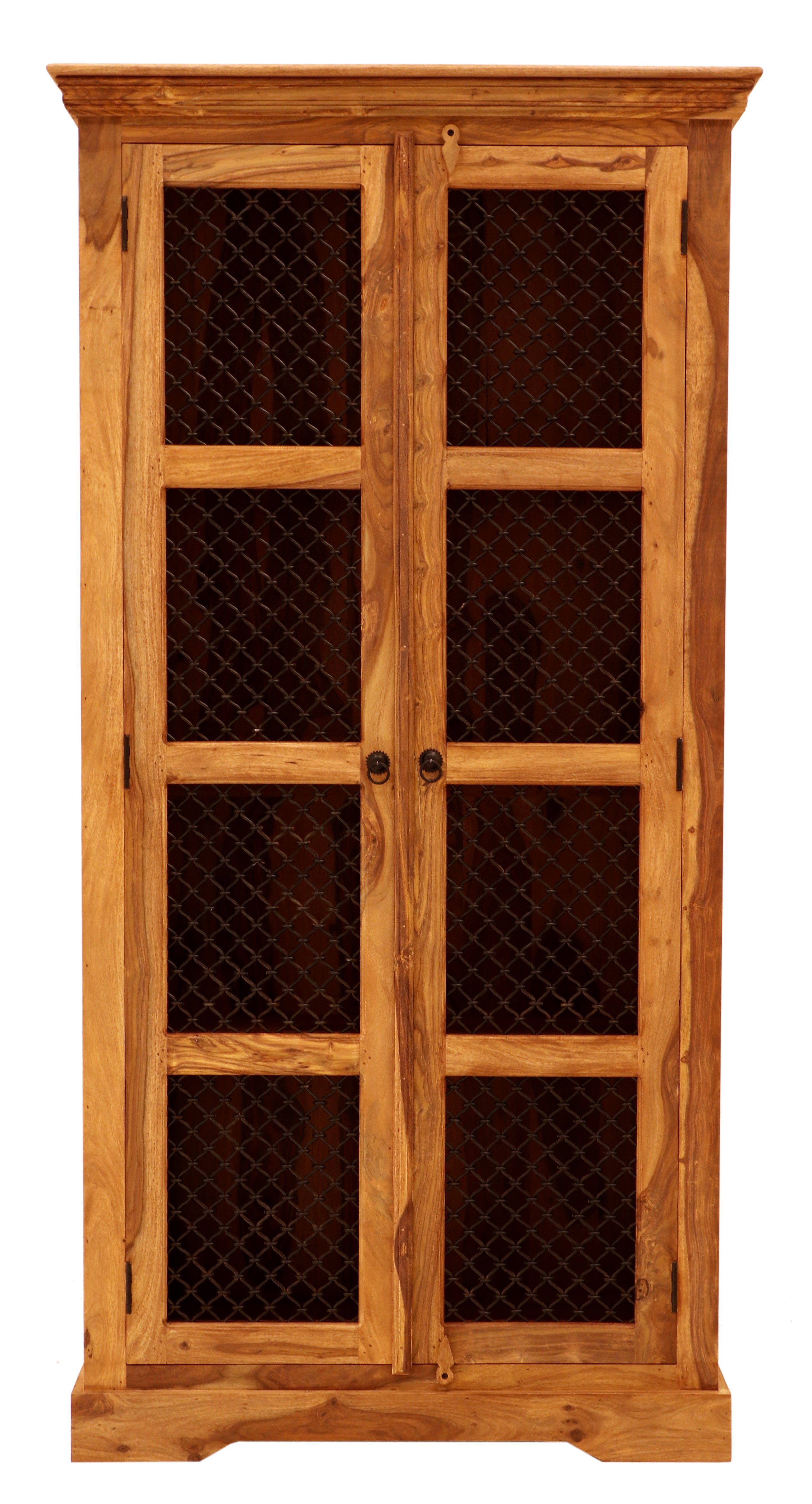 Indischesmoebelhausde Vitrine Vitrine Jali 100x200x45 aus indischem Palisandr-Massivholz