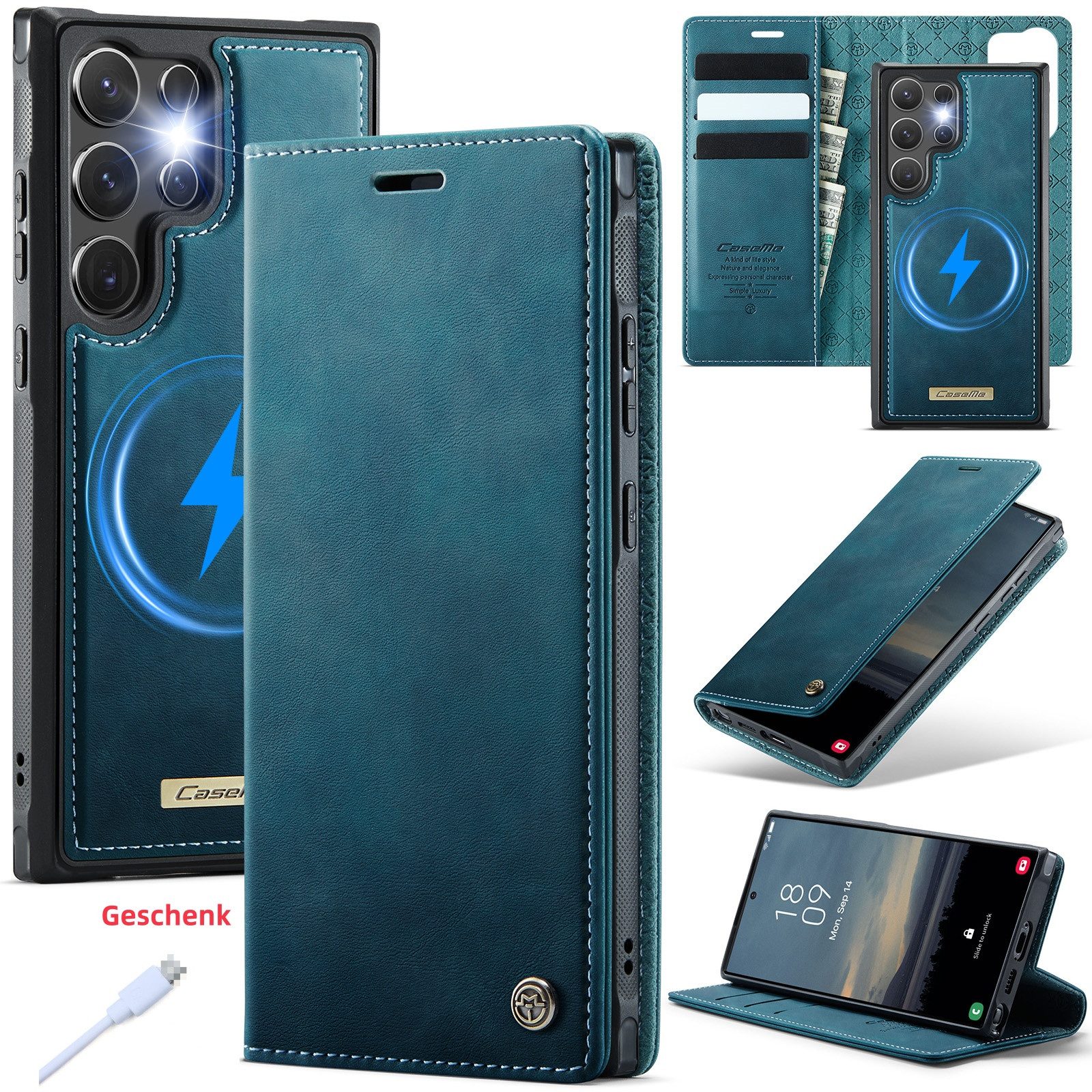 Innocase Handyhülle 2-in-1 Magsafe Handy Hülle Tasche Klapp Case Schutz für Samsung S