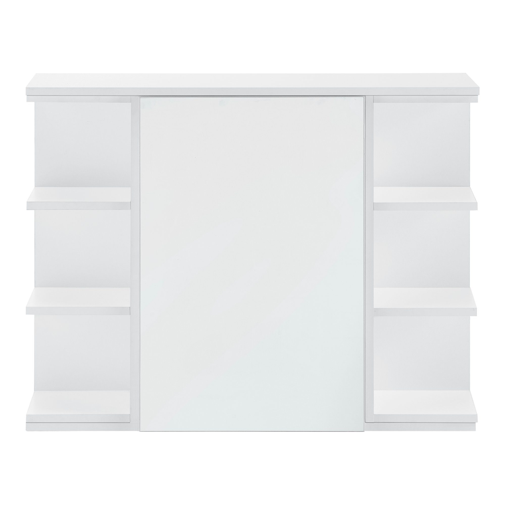 en.casa Tür »Harstad« verspiegelter Weiß mit Wandschrank cm 64x80x20 Badezimmerspiegelschrank
