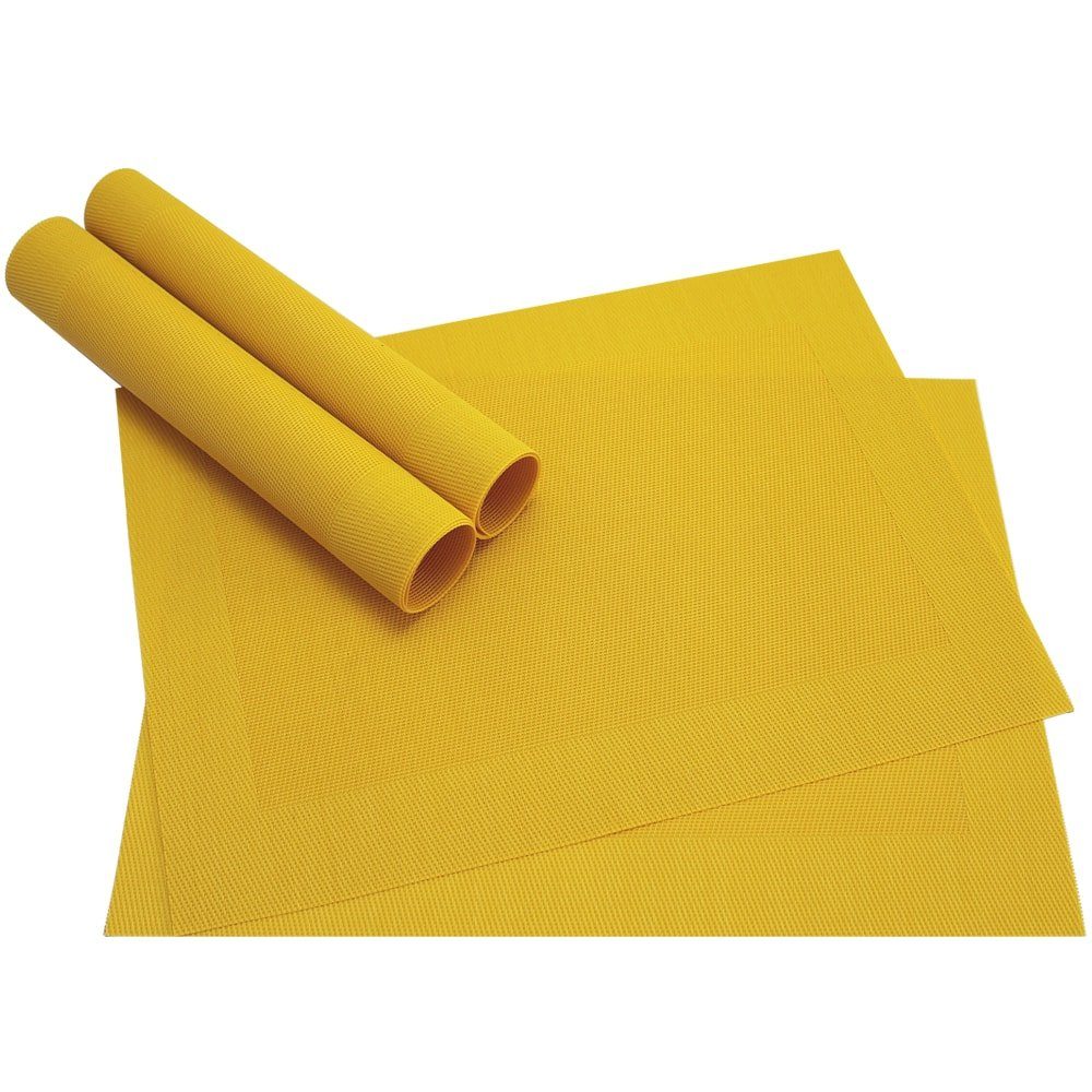 matches21 HOME & HOBBY Platzset Tischset BORDA 4er Gelb Tischunterlage als Tischdeko, (4-St), modernes Esstisch Platzdeckchen als abwaschbarer Tischuntersetzer