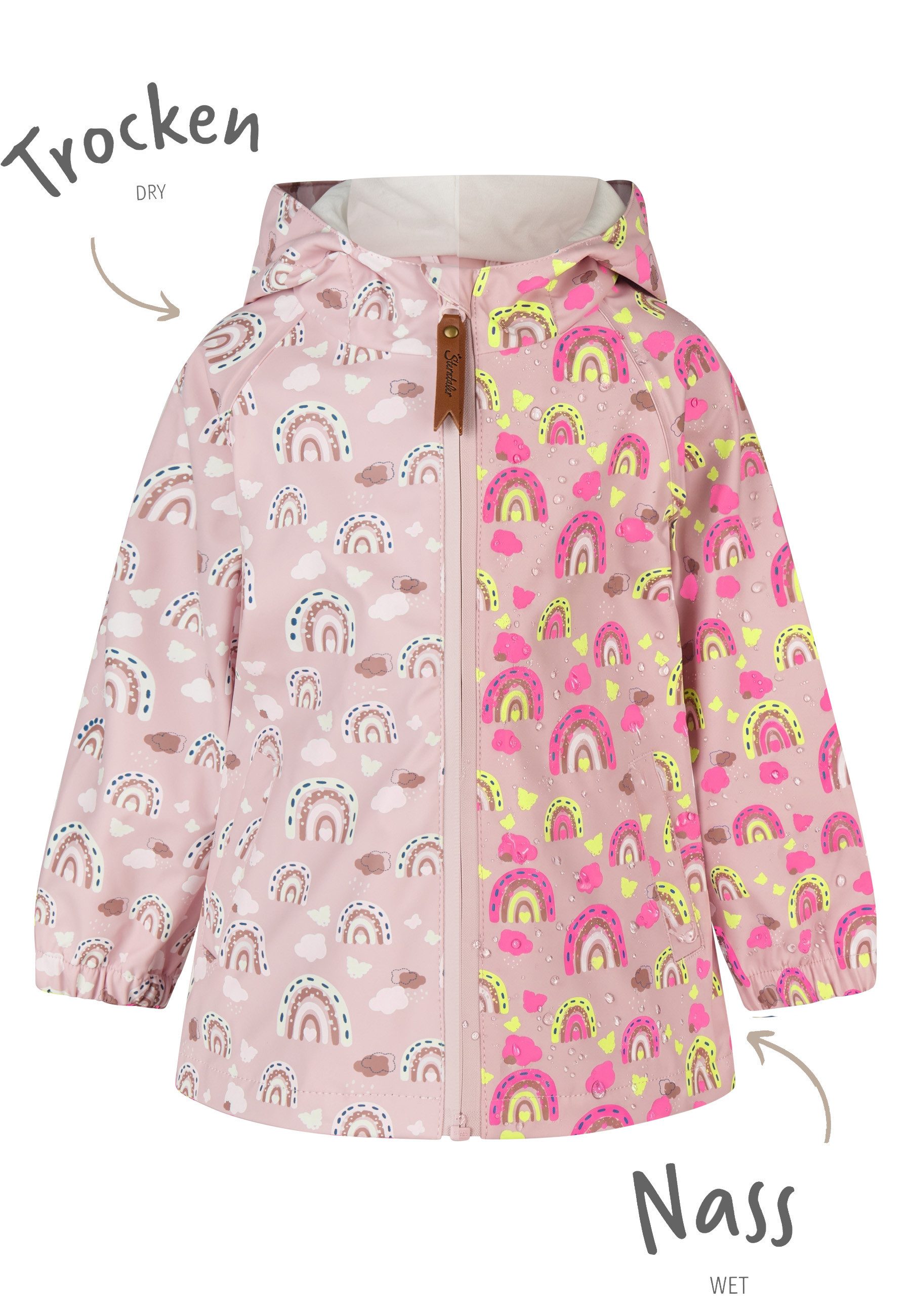 Sterntaler® Regenjacke Farbwechsel Regenjacke Regenbogen (1-St) Wasserdichte Regenjacke mit Farbwechsel und Reflexdetails