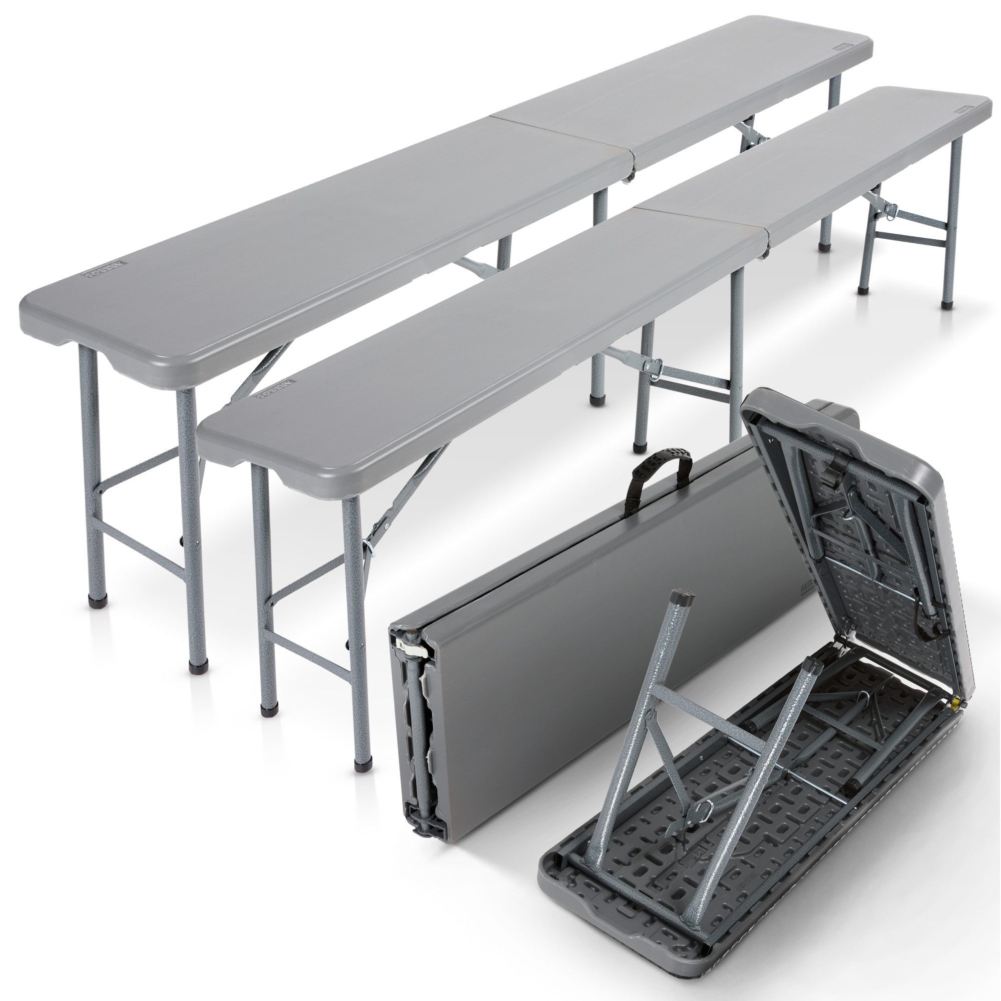 Arebos Bierzeltgarnitur 2x Bierbank Faltbank Klappbar I Tragegriff, 183 x 2 günstig online kaufen