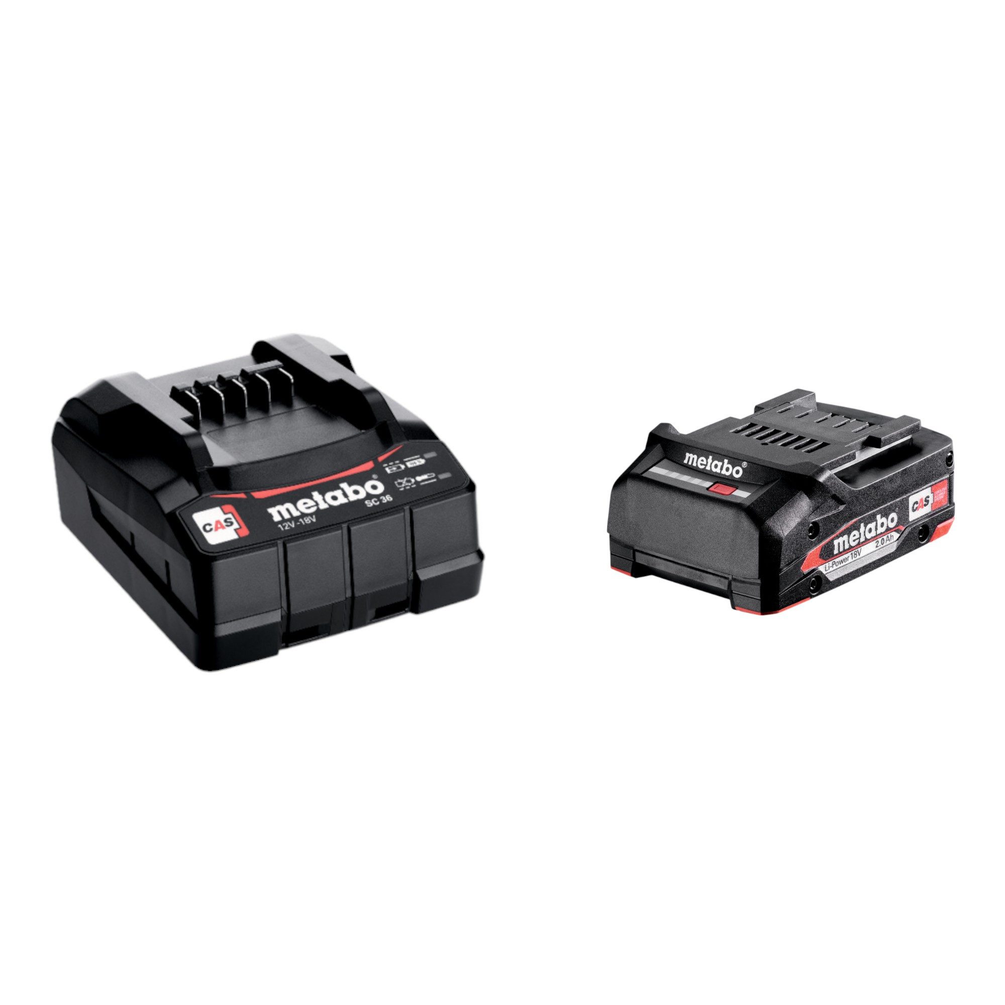 metabo Basis Set 1x Li-Power Akkupack 18 V 2,0 Ah Akku + SC 36 Ladegerät Schnelllade-Gerät