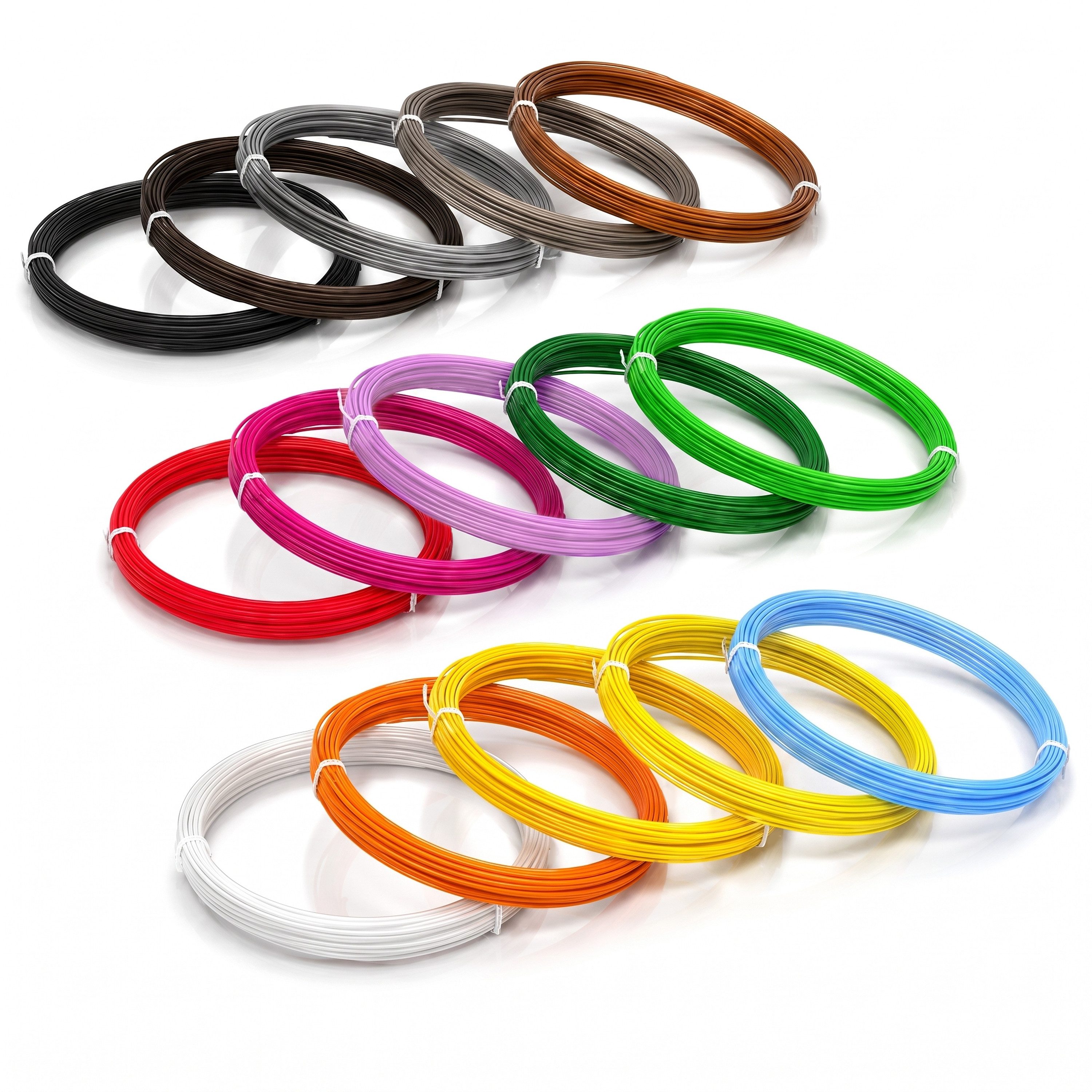 BEARWARE Filament PLA Filament Set für 3D-Stifte, 15 Rollen x 3 m, 15 Farben, 1,75 mm, saubere, gleichmäßige Verarbeitung, insgesamt 45 m Filament – Bild 5 von 5