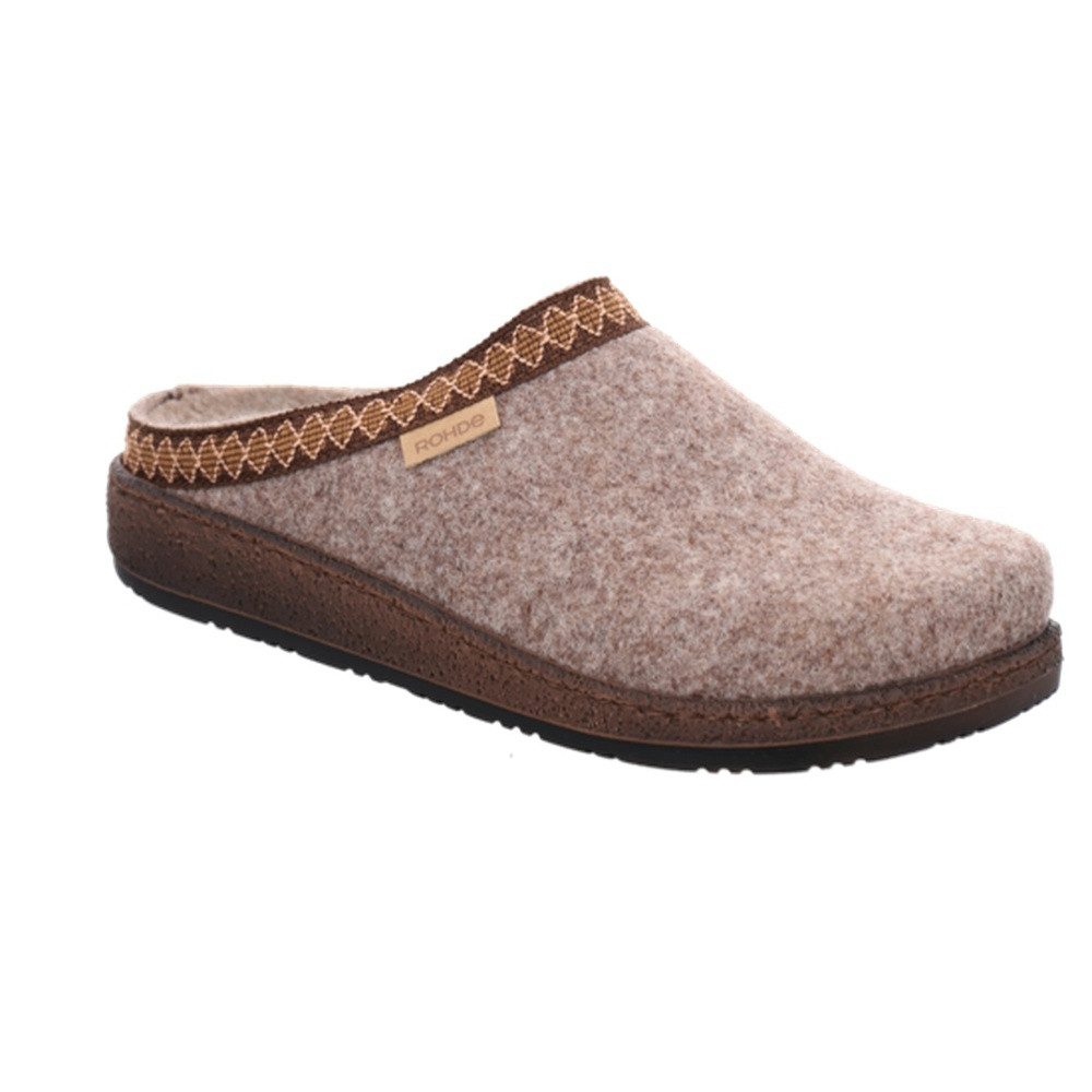 Rohde Novara-D Pantoffel Hausschuh, Homeslipper, Clog mit Stickbordüre