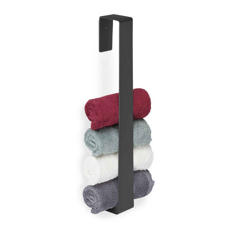 relaxdays Handtuchstange Handtuchhalter ohne Bohren schwarz