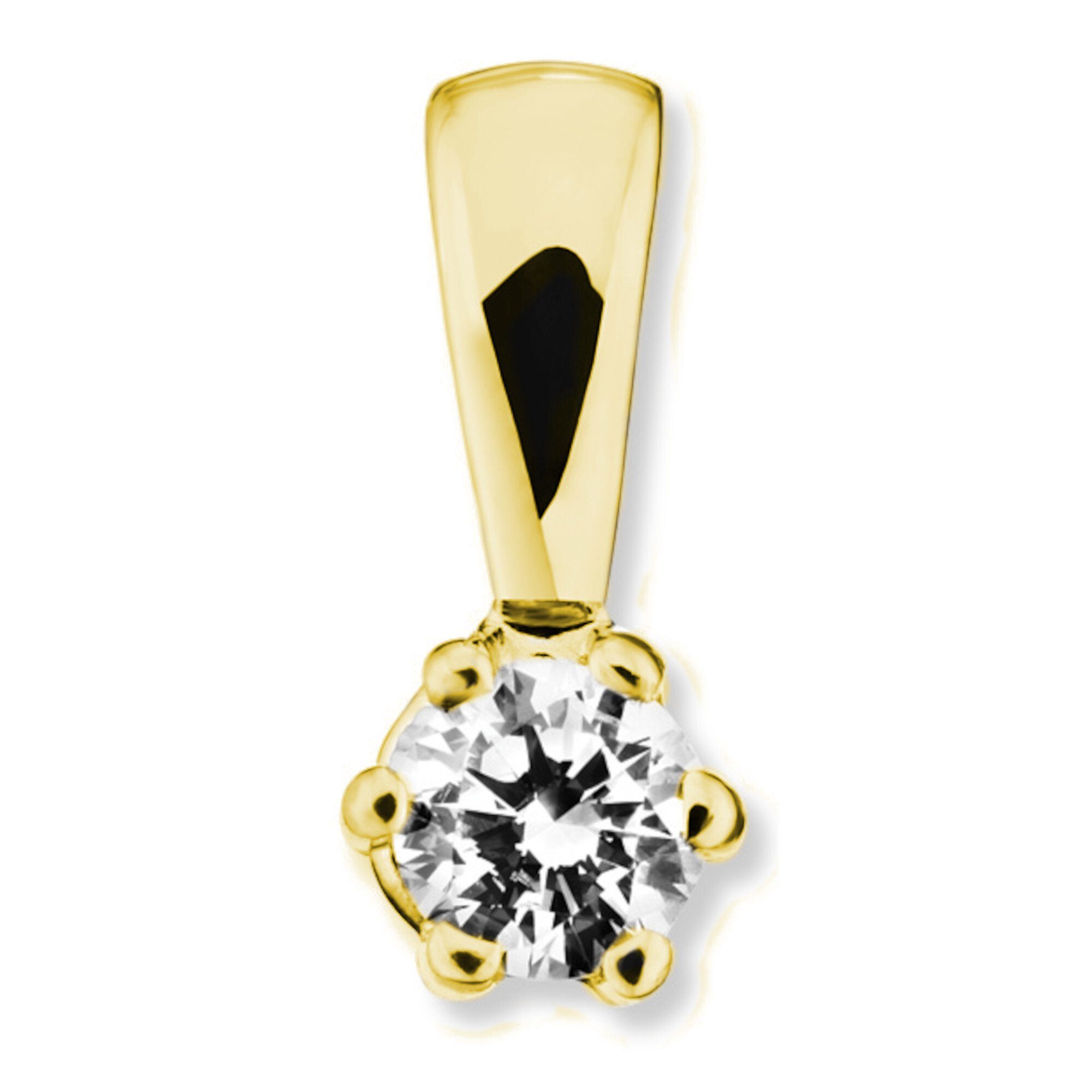 Schmuck aus ELEMENT Gelbgold, ct Damen ONE 585 Gold Anhänger 0.2 Diamant Brillant Kettenanhänger