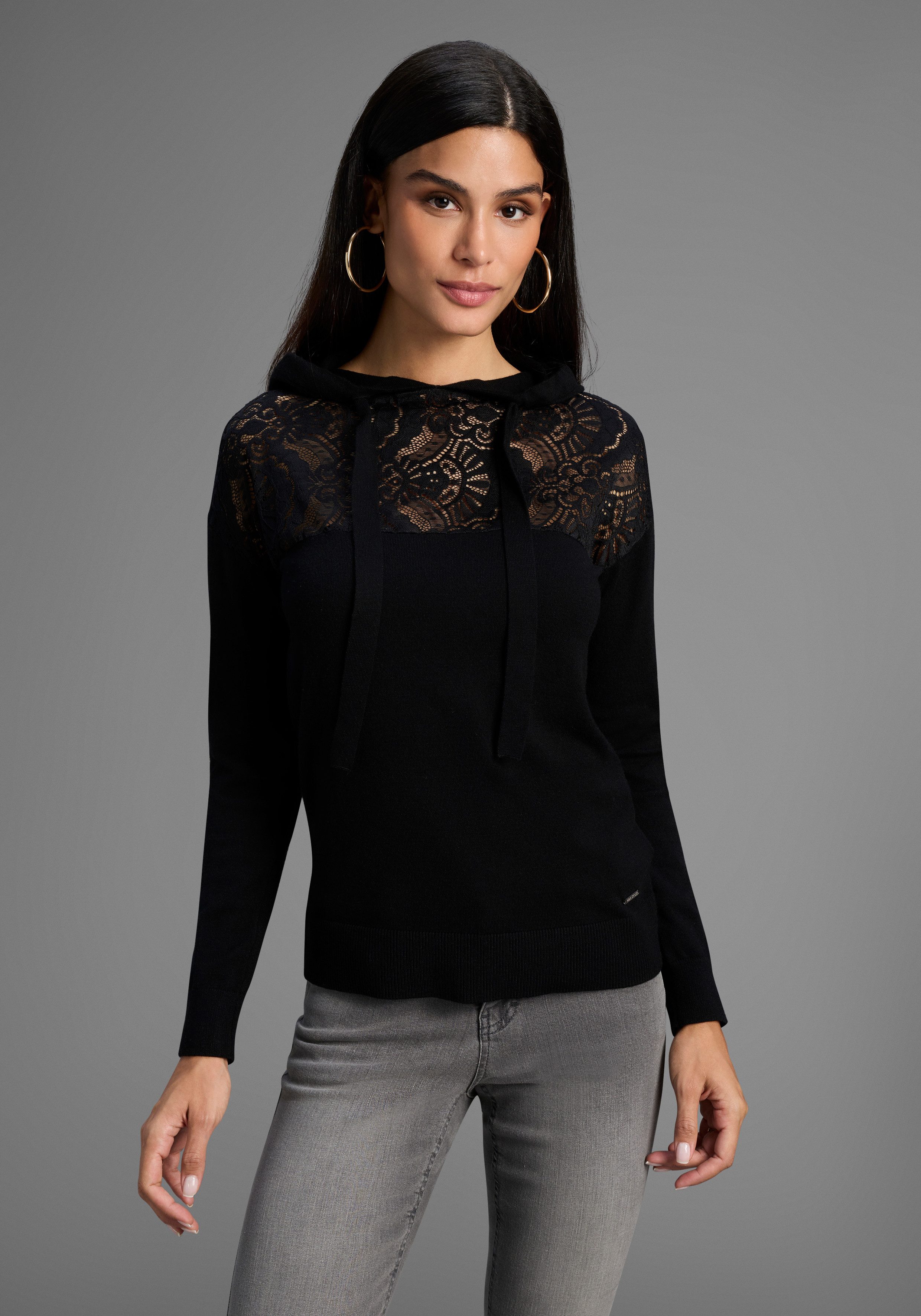 Laura Scott Kapuzenpullover mit Spitze - günstig online kaufen
