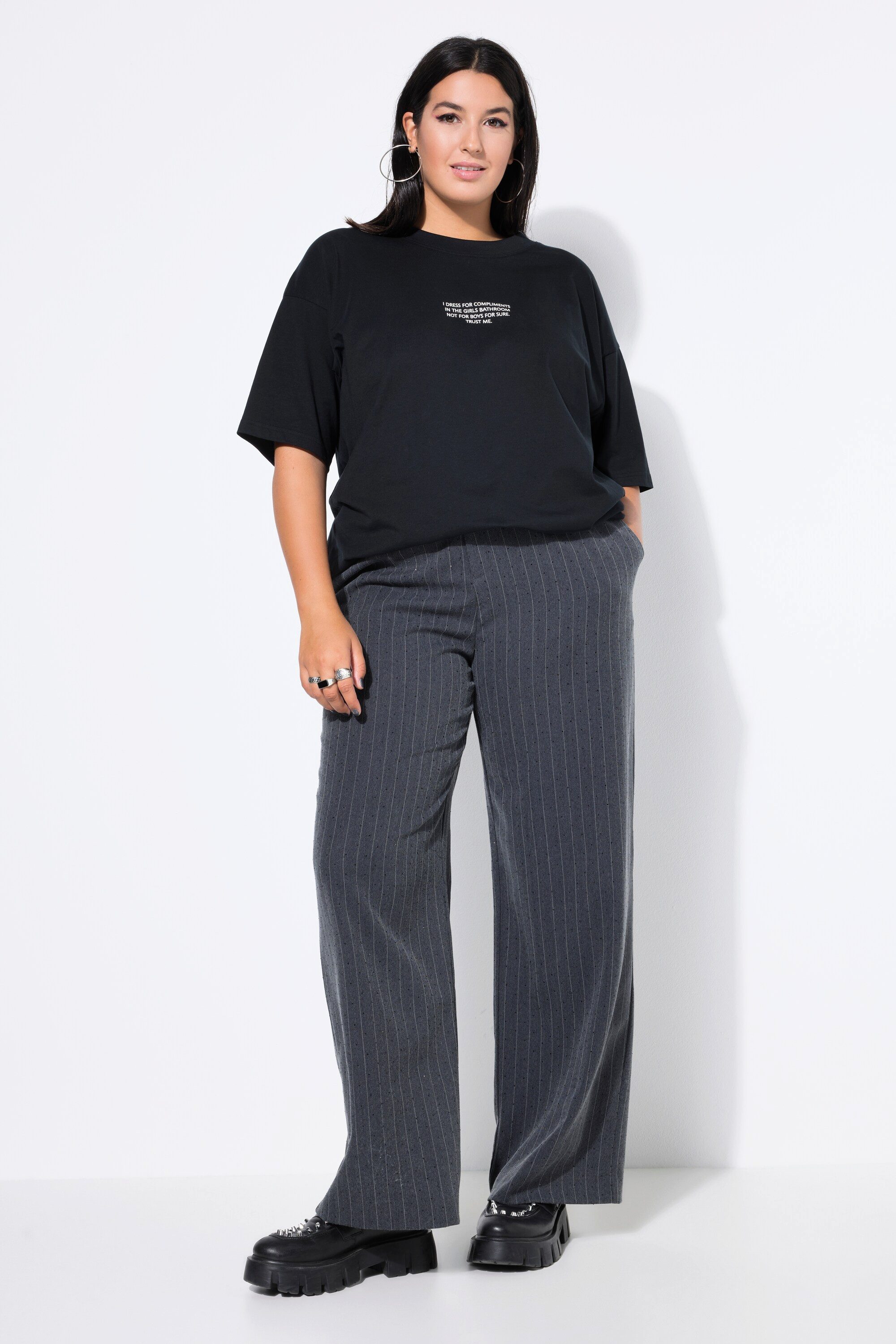 Studio Untold Funktionshose Nadelstreifen-Hose Wide Legs High Waist
