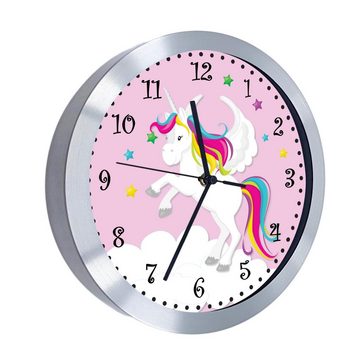 CreaDesign Funkwanduhr Funkuhr, Kinder Wanduhr, Kinderuhr, Kinderzimmer Pegasus rosa (geräuscharmes Uhrwerk)