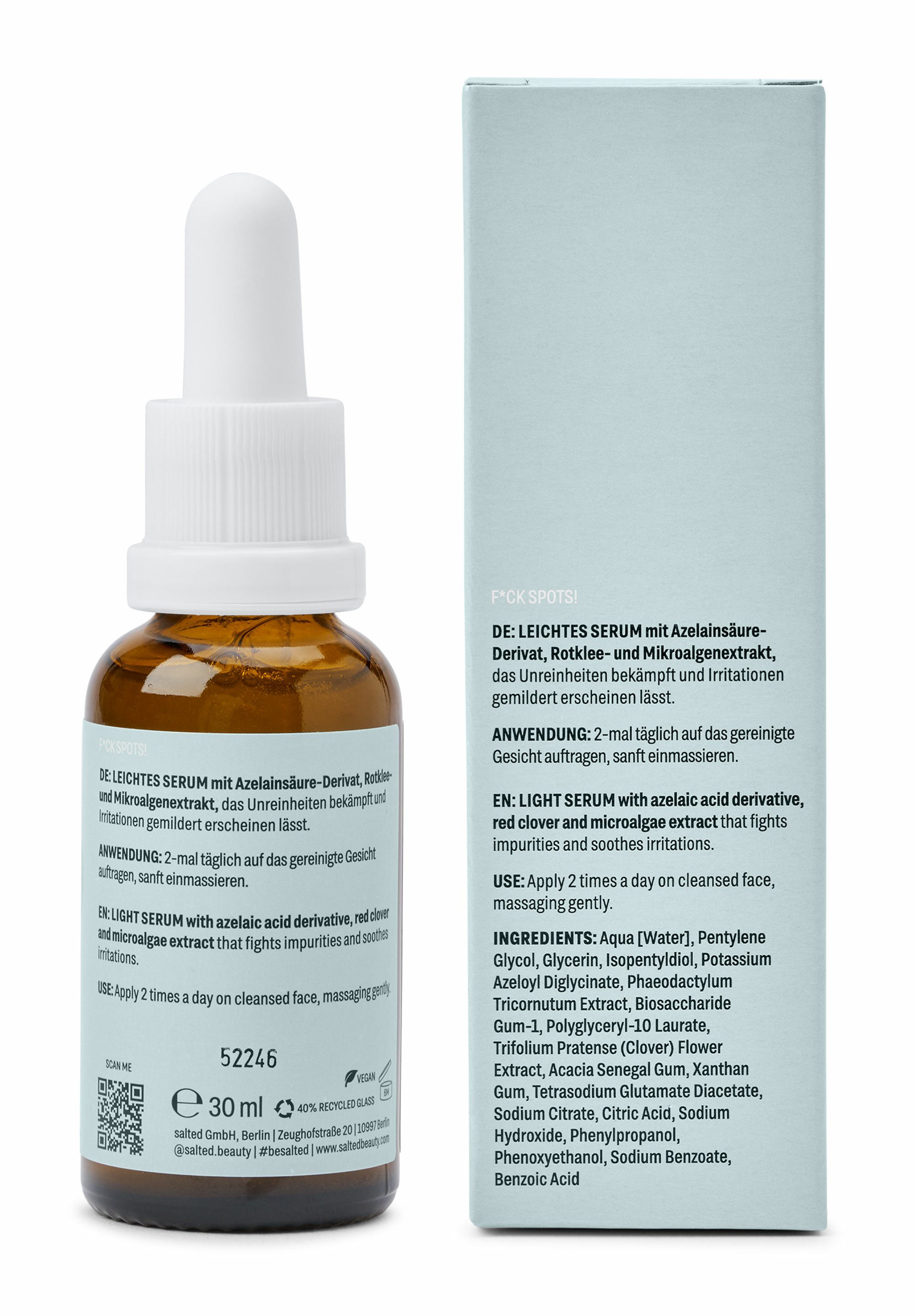 salted. Gesichtsserum Beruhigendes Serum gegen Unreinheiten, ohne Duft, gegen Pickel