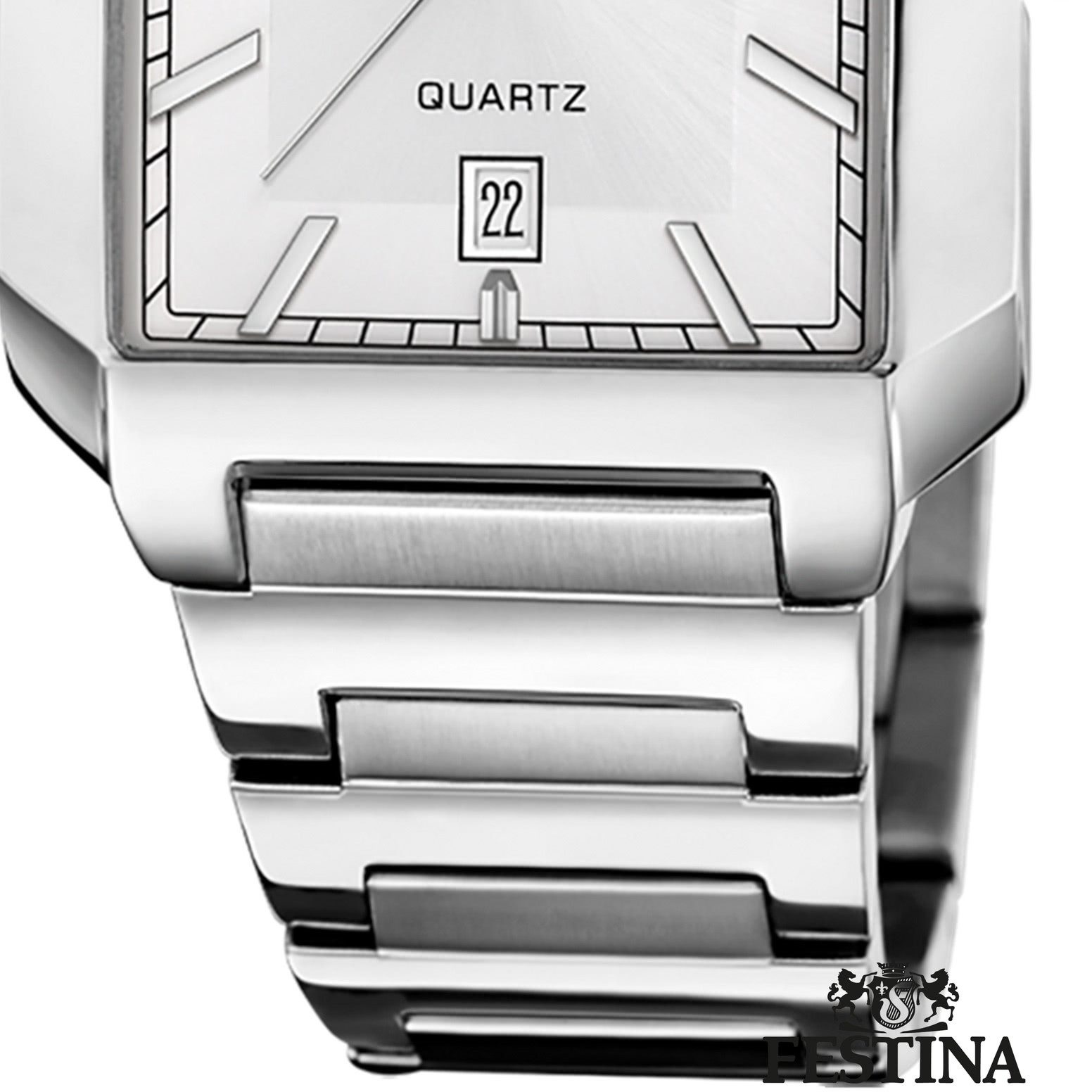 Festina Quarzuhr Festina Herrenuhr Edelstahl silber, (Analoguhr), Herren Armbanduhr eckig, rechteckig, Edelstahlarmband silber, Fashion