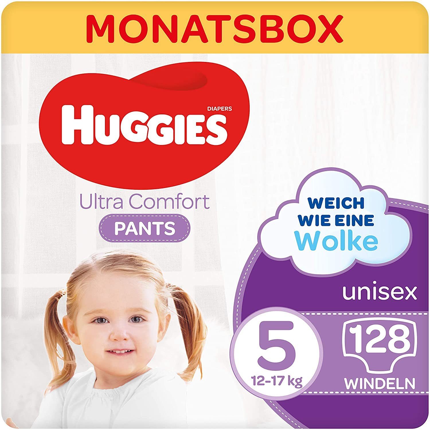 HUGGIES Windeln Ultra Comfort Pants Größe 5 (12-17 kg), 128 St., Baby-Windeln