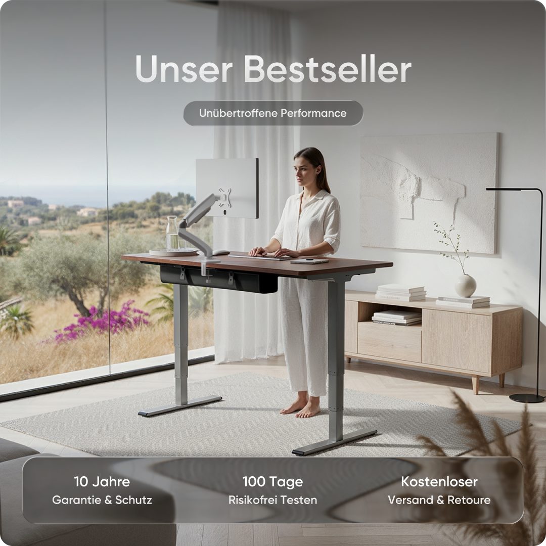 DESKSPACE Schreibtisch Pro Plus Höhenverstellbarer Elektrischer Schreibtisch (Komplettset mit Tischgestell und Tischplatte), mit Memory Funktion und Kollisionsschutz