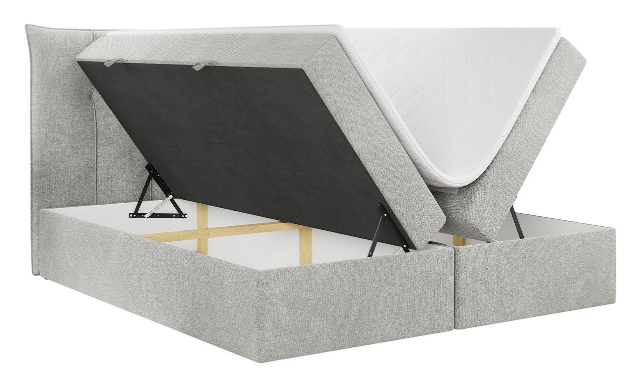 Polsterbett Bettkasten PREMIUM MÖBEL Doppelbett mit 10, Kopfteil Boxspringbett MKS für Schlafzimmer, mit