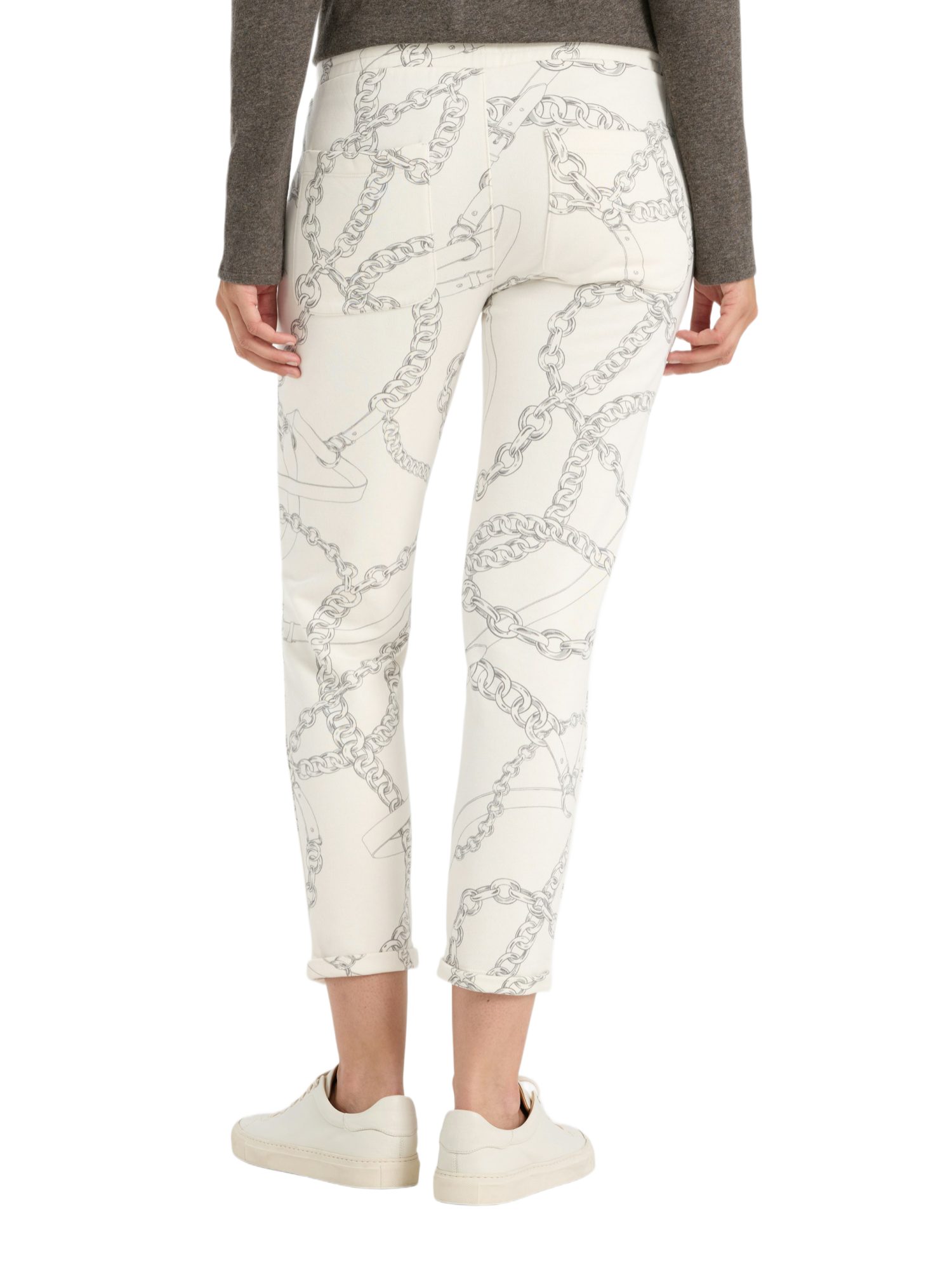 Juvia Stoffhose weiß, Casual, Baumwolle, Allover-Print, Casual Fit, Mittel