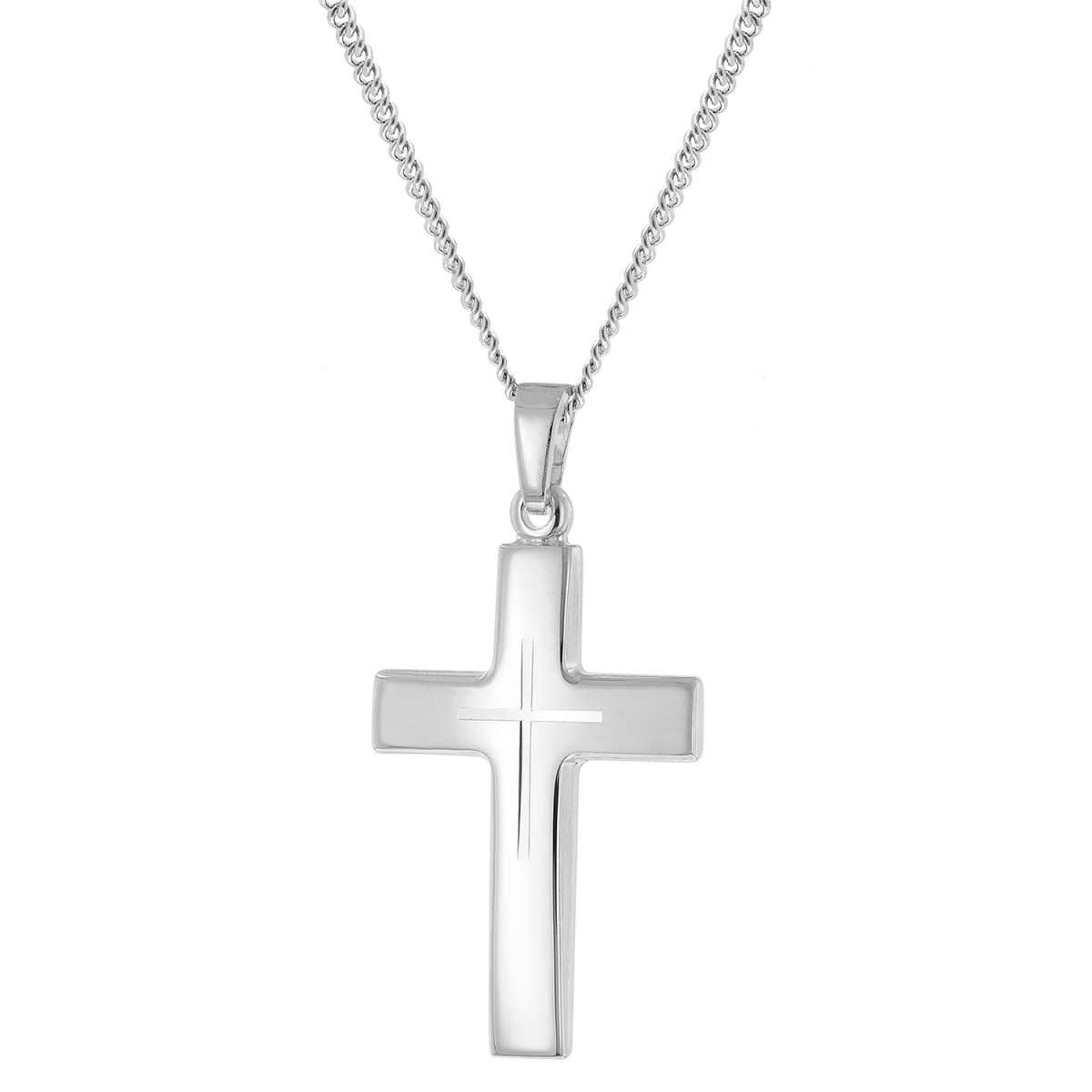 trendor Kreuzkette 21170, für Herren mit Kreuz 925 Silber 24 mm