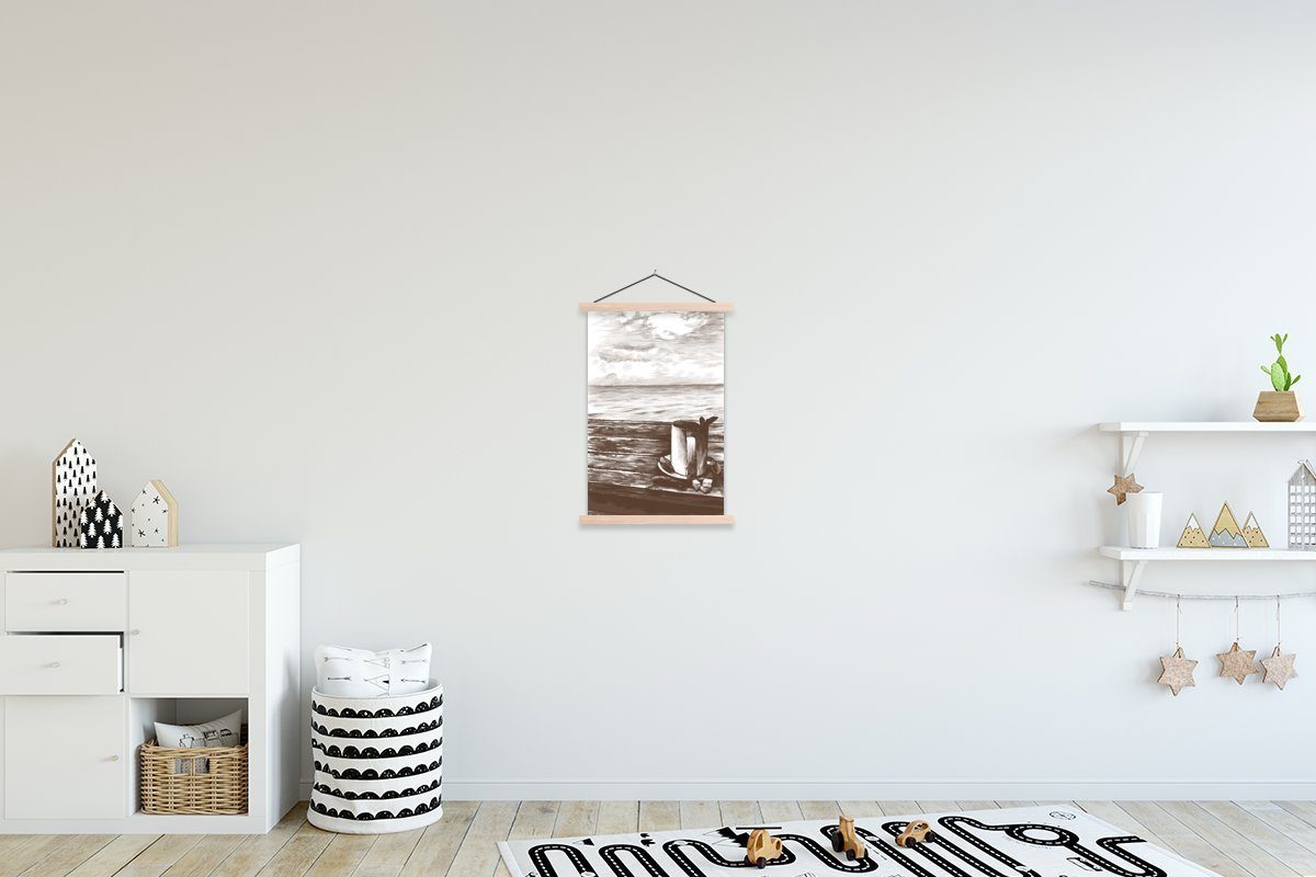 MuchoWow Poster Becher - Tee - Meer, (1 St), Posterleiste, Textilposter für Wohnzimmer, Bilderleiste, Magnetisch