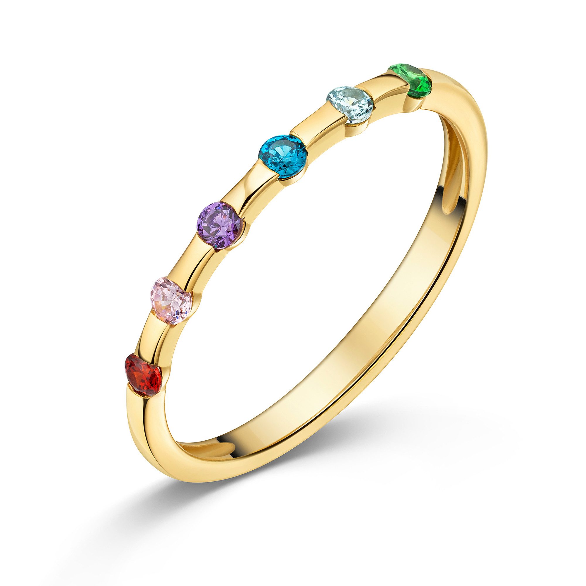 Firetti Fingerring Schmuck Geschenk Silber 925 Damenring Ring Regenbogen, mit Zirkonia (synth)